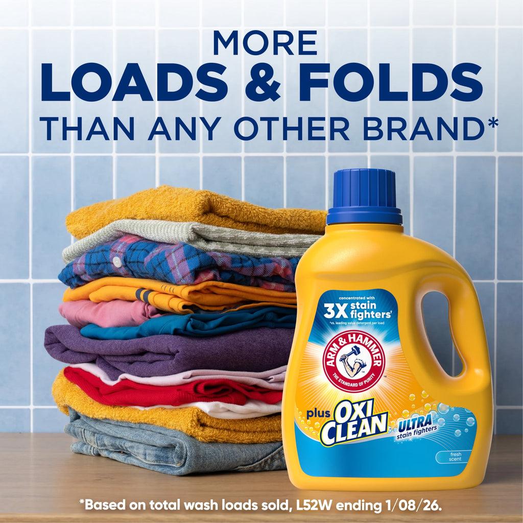 ARM & HAMMER Plus OxiClean Ultra Stain Fighters Liquid Laundry Detergent - Fresh Scent 158.6 Fl Oz