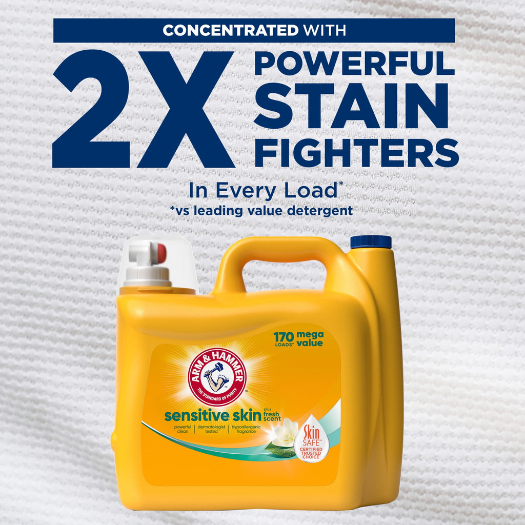 ARM & HAMMER Sensitive Skin Plus Fresh Scent - 170 Loads Liquid Laundry Detergent, 170 fl oz