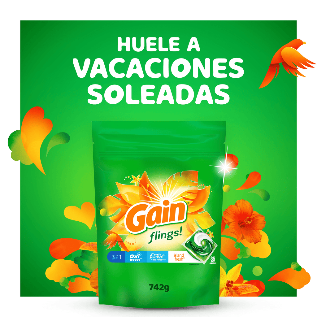 Gain Flings Liquid Laundry Detergent - Island Fresh Scent, 16 Count