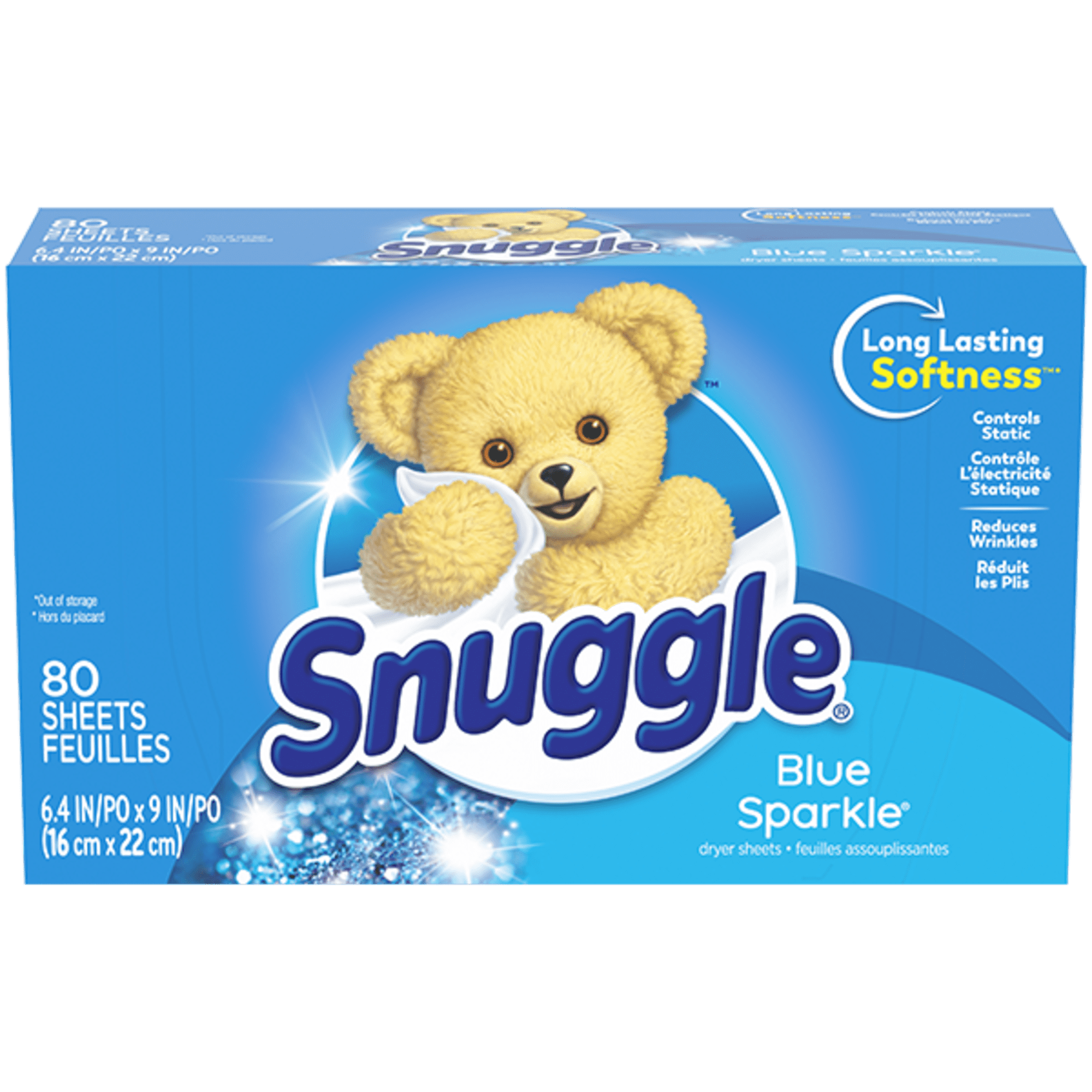 Snuggle Fabric Softener Dryer Sheets Blue Sparkle 80 Count
