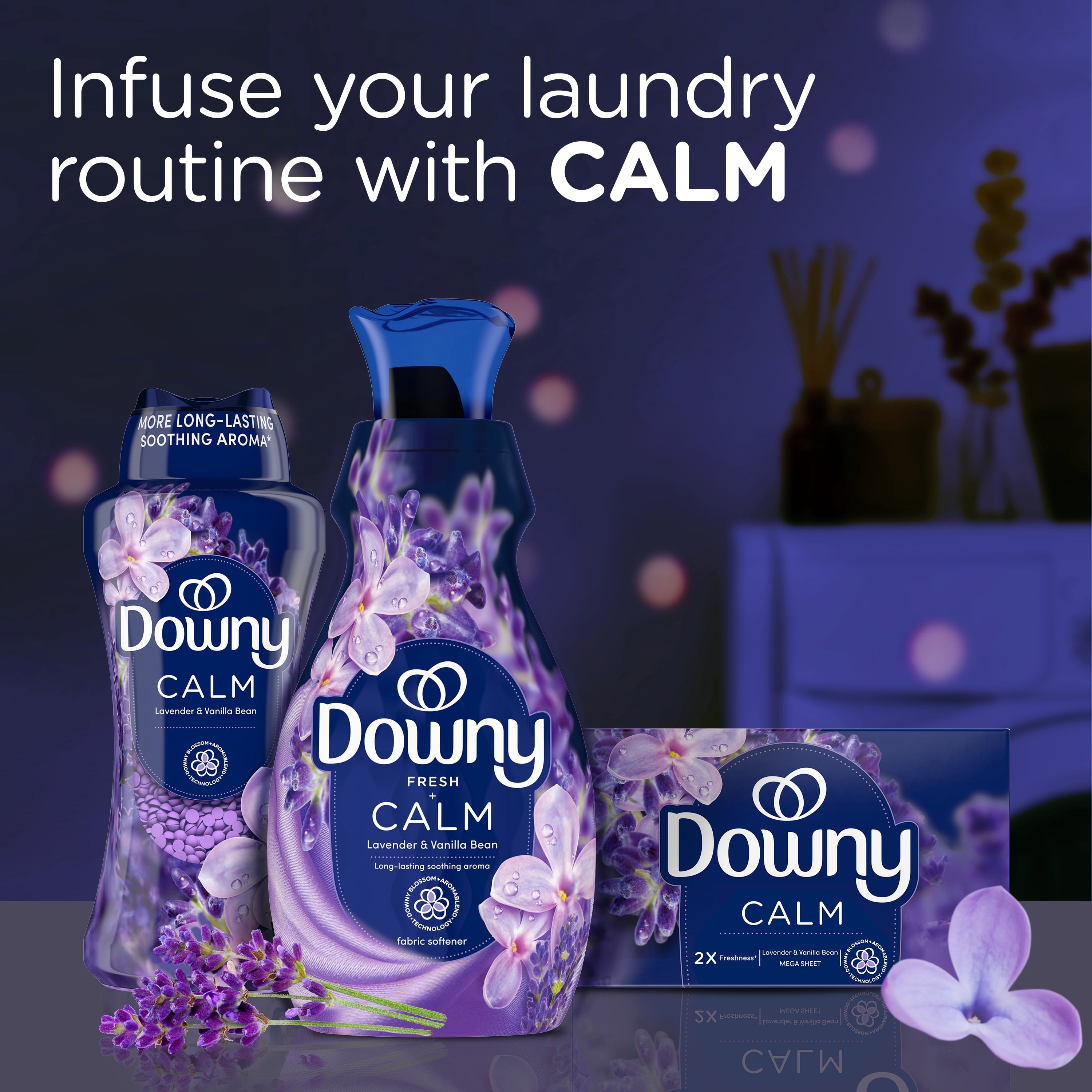 Downy Ultra Soft Liquid Fabric Softener - Calm, Lavender & Vanilla Bean, 93 fl oz, 138 Loads
