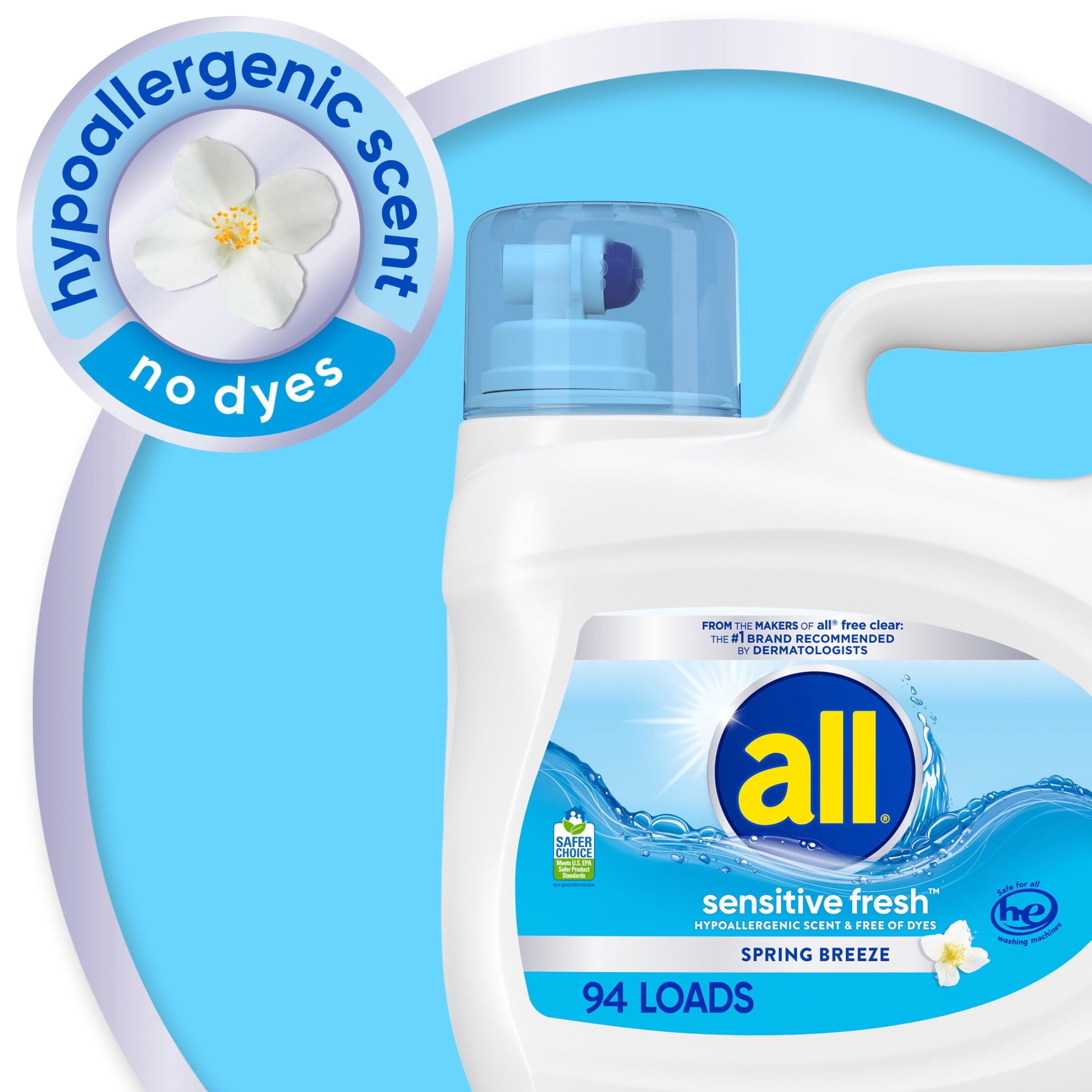 all sensitive fresh Spring Breeze Scented Liquid Laundry Detergent - 118 oz, 94 Loads