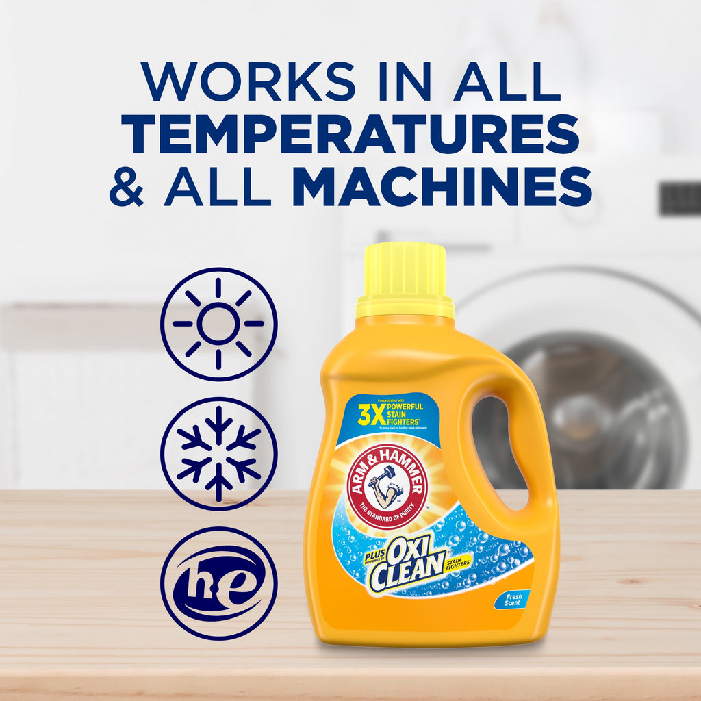 Arm & Hammer Plus OxiClean Fresh Scent - 35 Loads Liquid Laundry Detergent, 45.5 Fl oz