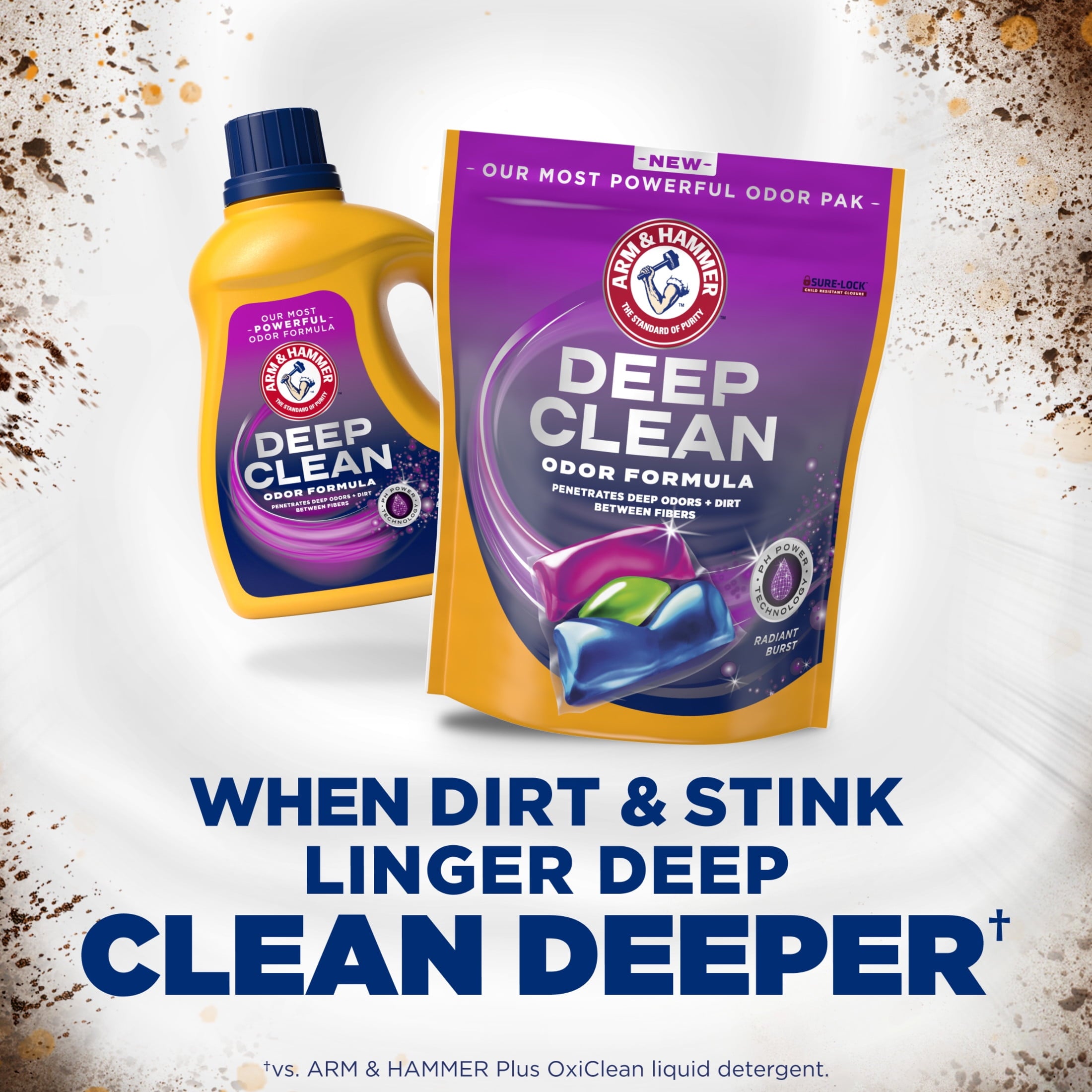 ARM & HAMMER Deep Clean Odor Formula Detergent Power Paks - Radiant Burst, 32 Count - 4-Pack