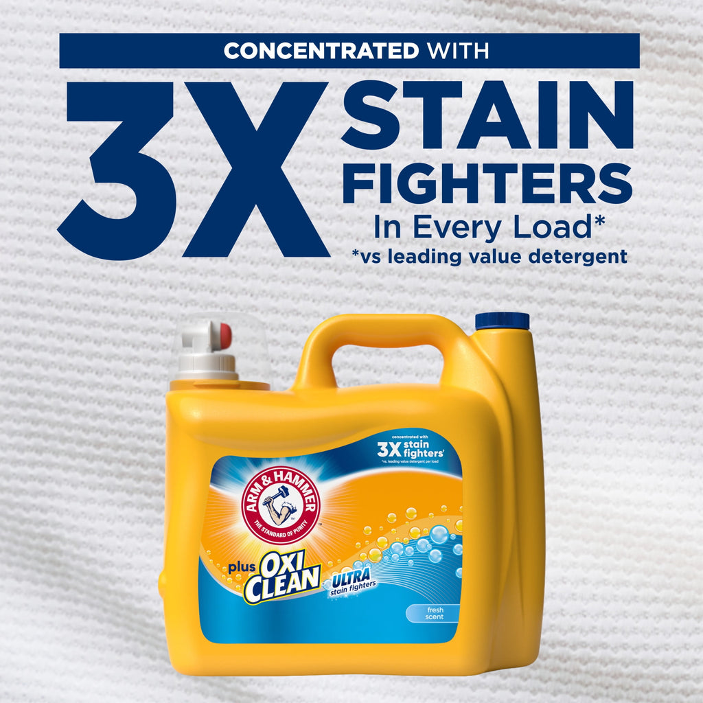ARM & HAMMER Plus OxiClean Ultra Stain Fighters Liquid Laundry Detergent - Fresh Scent 158.6 Fl Oz