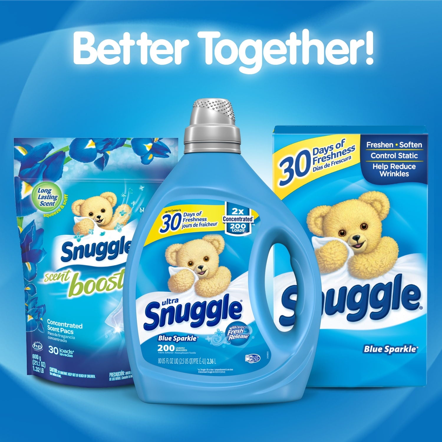 Snuggle Liquid Fabric Softener - Blue Sparkle, 2X Concentrated, 200 Loads