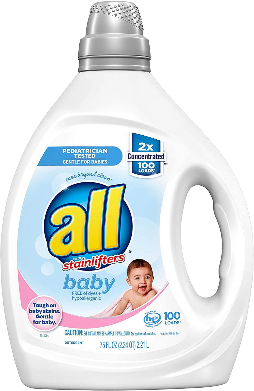 All Liquid Laundry Detergent - Gentle for Baby, Unscented and Hypoallergenic, 2X Concentrated, 100 Loads