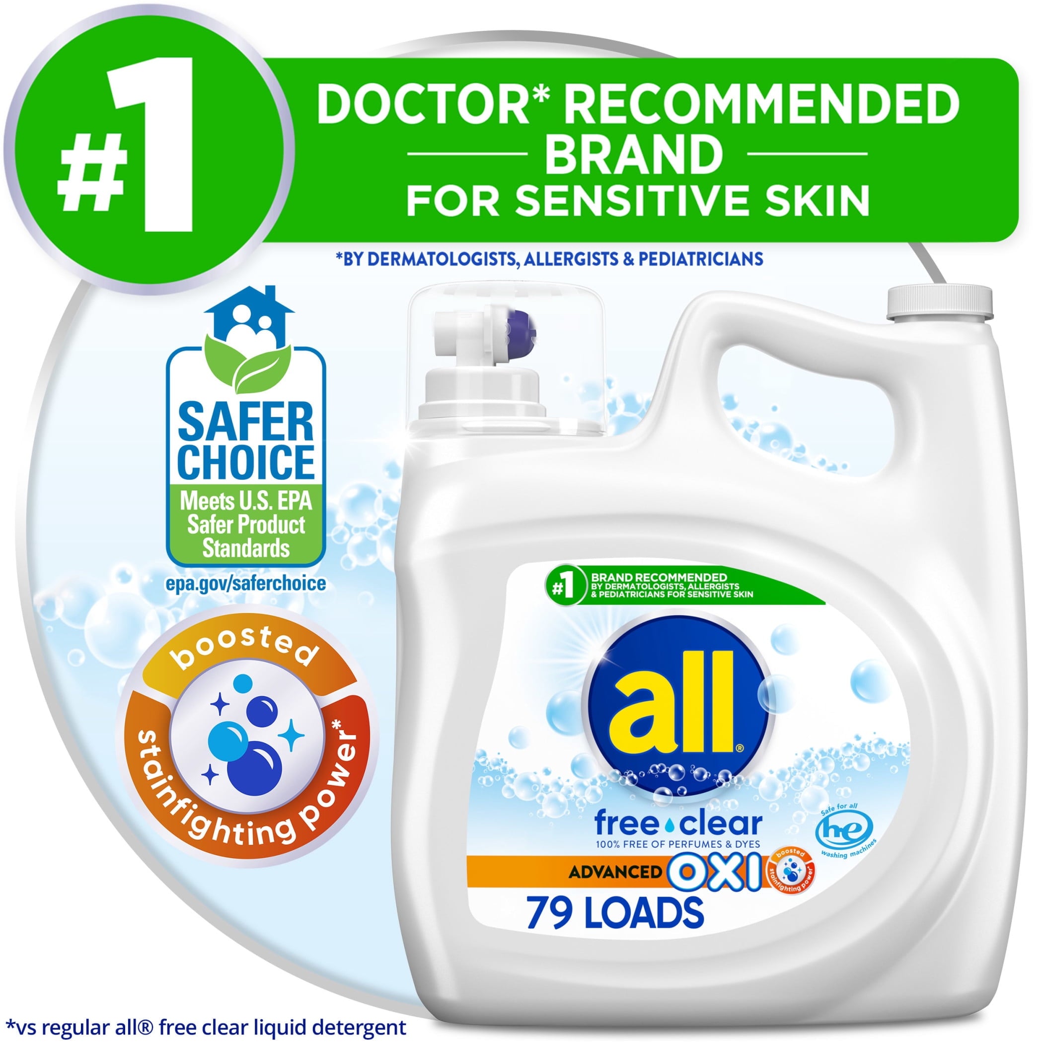 all Free Clear Liquid Laundry Detergent - Oxi, 141oz, 79 Loads