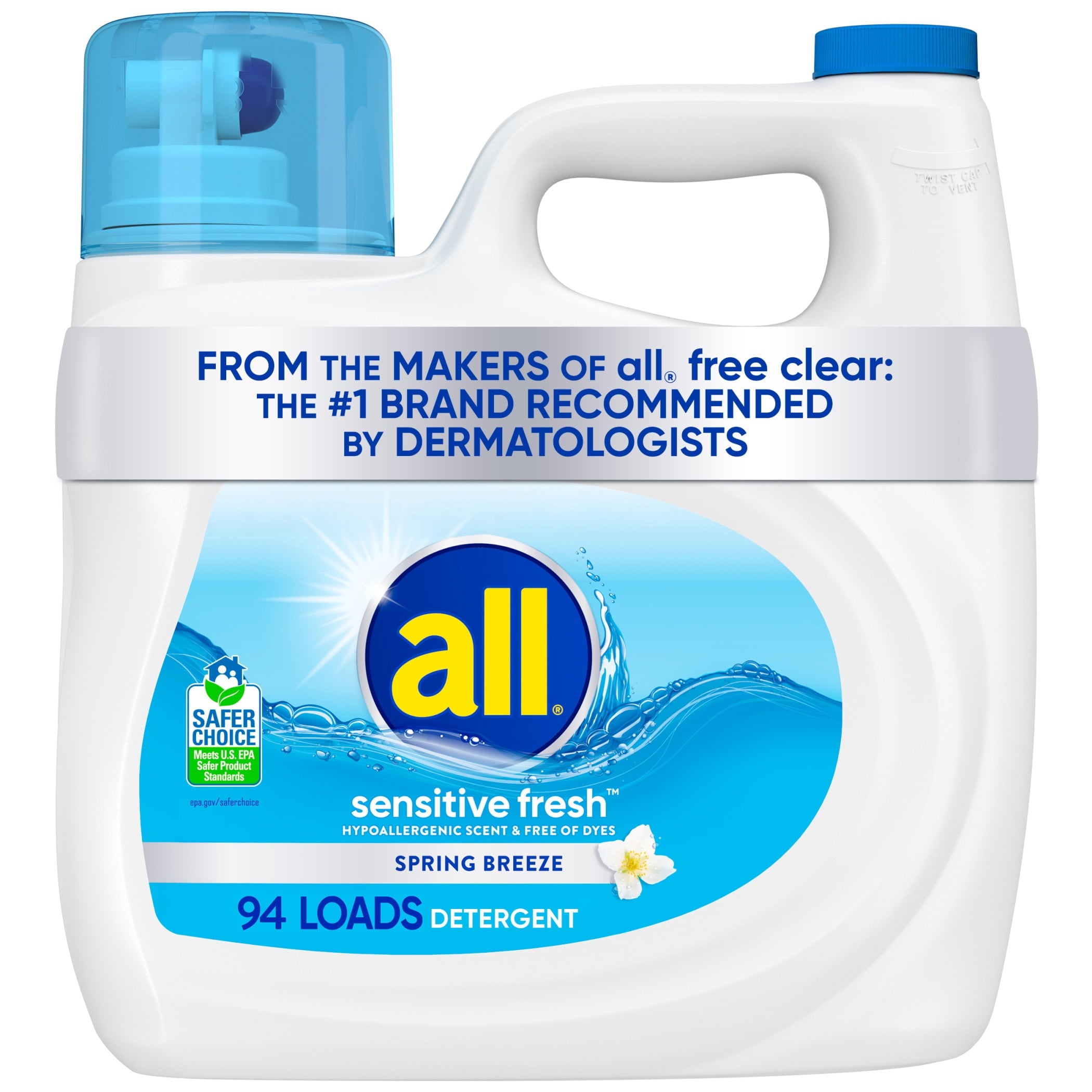 all sensitive fresh Spring Breeze Scented Liquid Laundry Detergent - 118 oz, 94 Loads