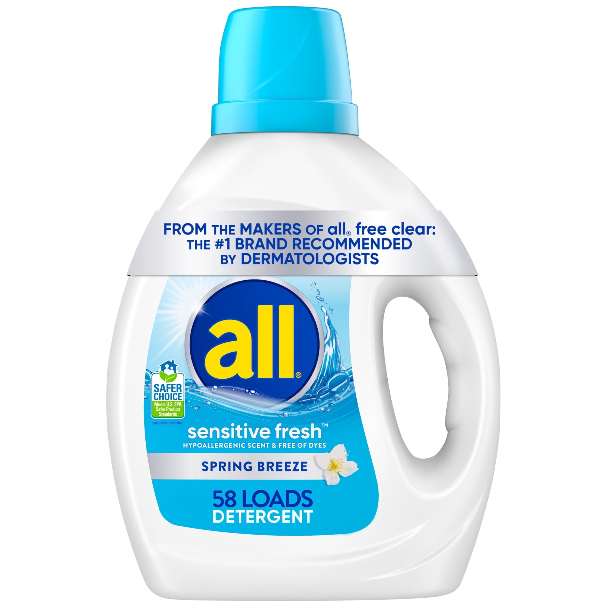 all Sensitive Fresh Liquid Laundry Detergent - Spring Breeze, 73 oz, 58 Loads