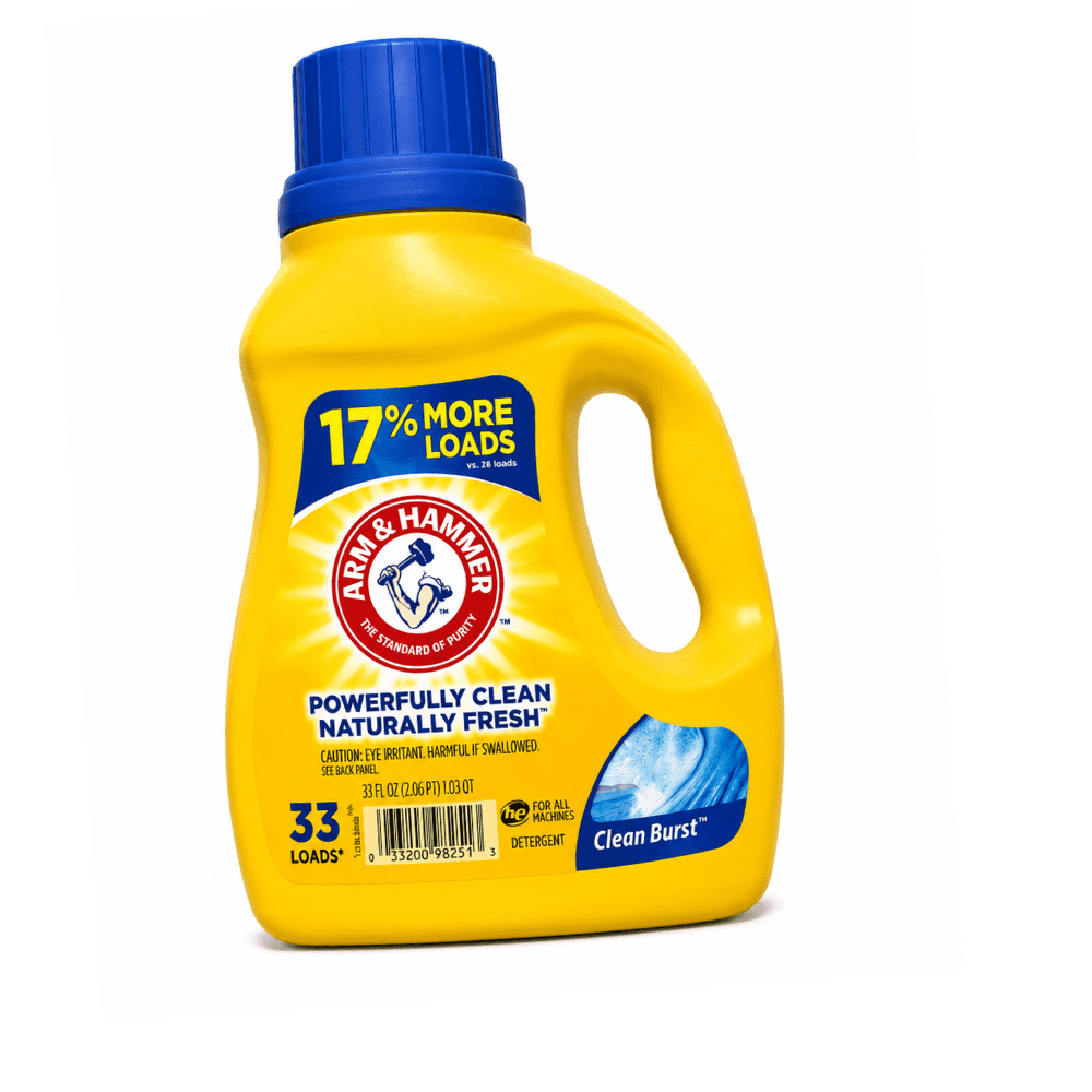 Arm & Hammer Clean Burst Liquid Laundry Detergent with Baking Soda - Clean Burst Scent, 33 fl oz, 33 Loads
