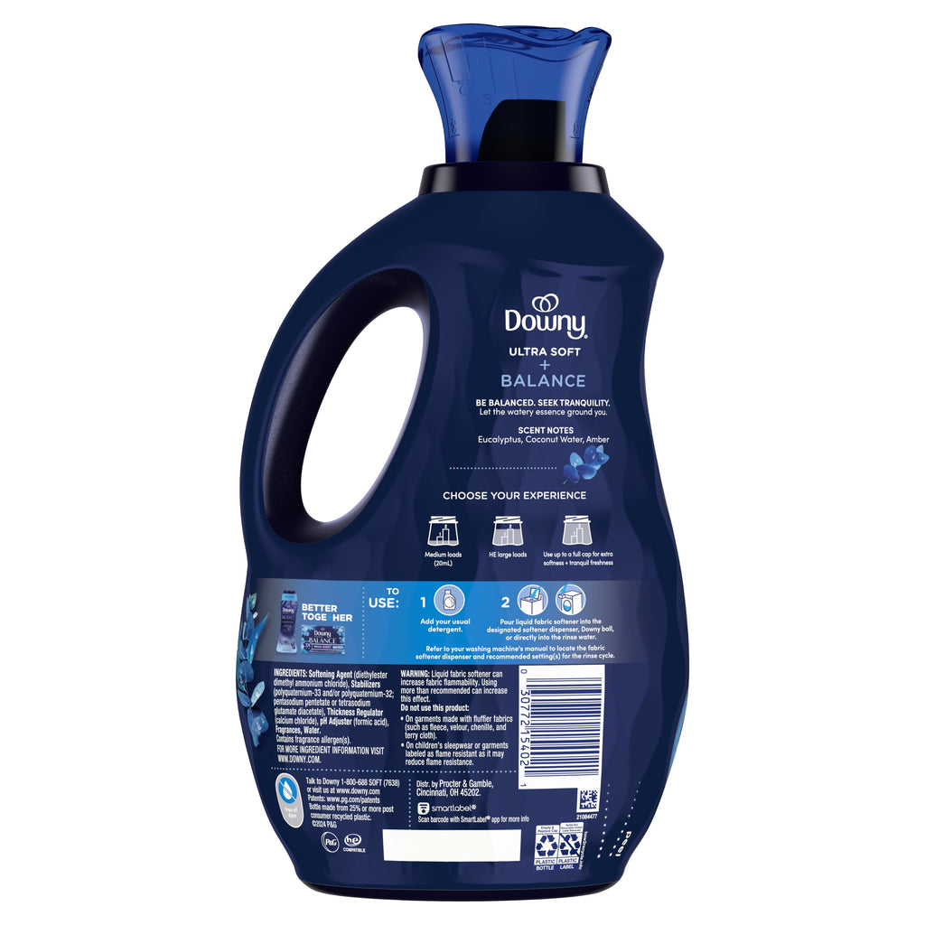 Downy Ultra Soft Fabric Softener Liquid - Balance, Crisp Rain and Blue Eucalyptus, 44 fl oz, 66 Loads
