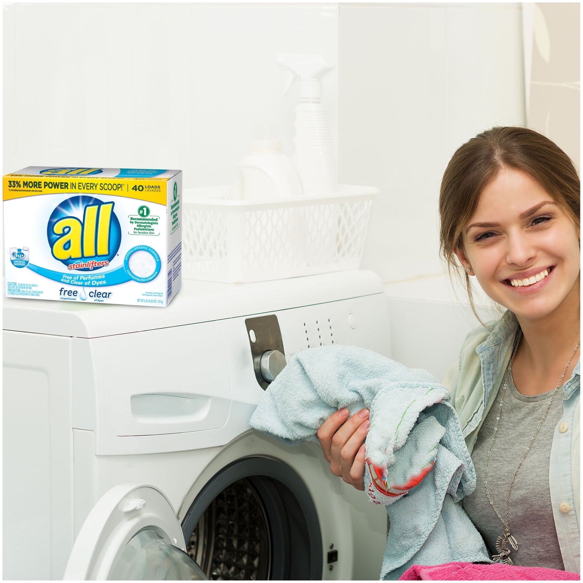 all Powder Laundry Detergent - Free Clear for Sensitive Skin, 52 Ounces, 40 Loads