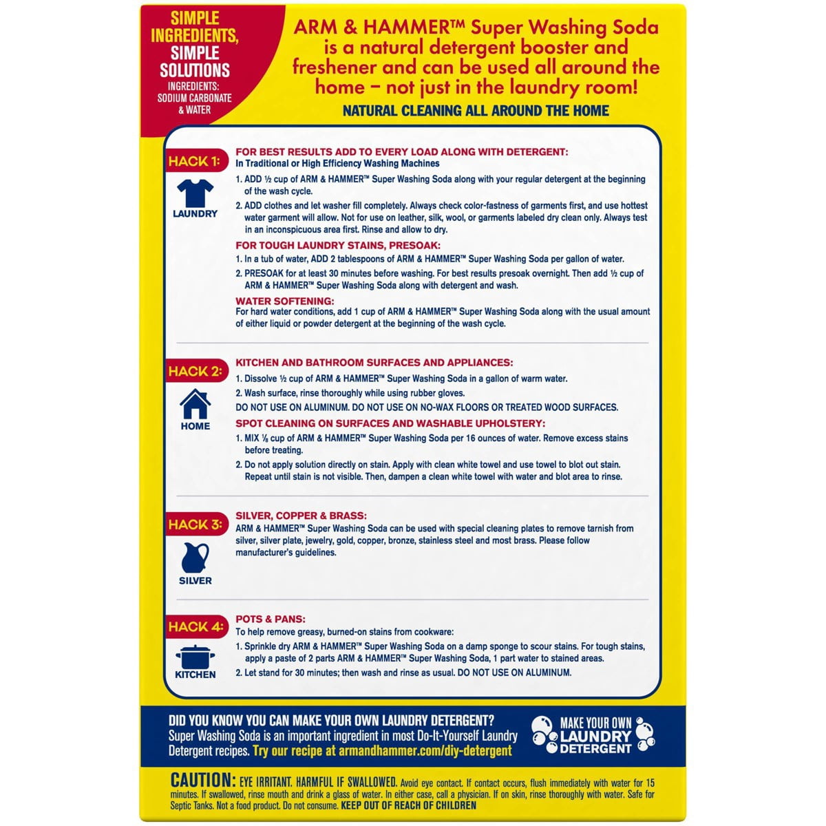 Arm & - Hammer Super Washing Soda Household Cleaner and Laundry Booster - 55oz: Bleach-Free, Phosphate-Free, Powder, Unscented