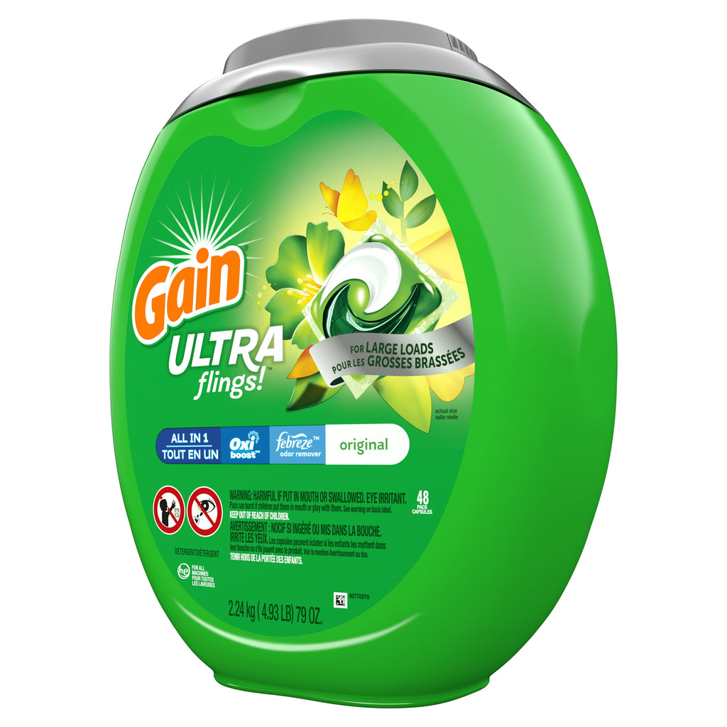 Gain Ultra Flings Original - Laundry Detergent Pacs, 48 Count