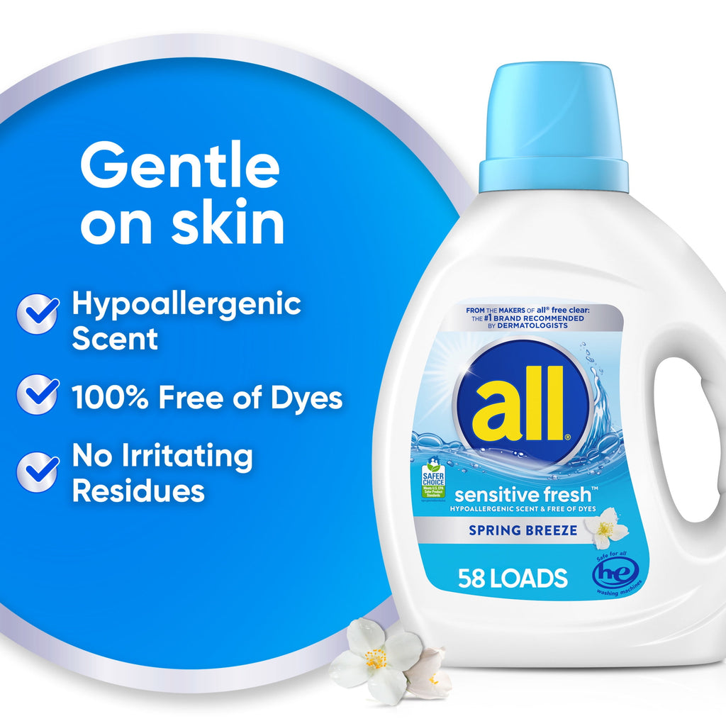 all Sensitive Fresh Liquid Laundry Detergent - Spring Breeze, 73 oz, 58 Loads
