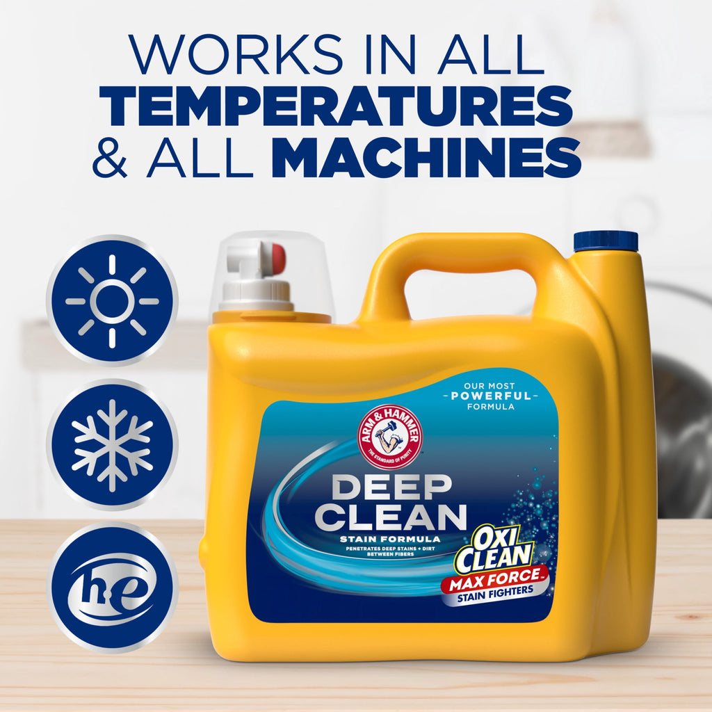 ARM & HAMMER Plus OxiClean Max Force Deep Clean Stain Liquid Laundry Detergent - Sparkling Clean