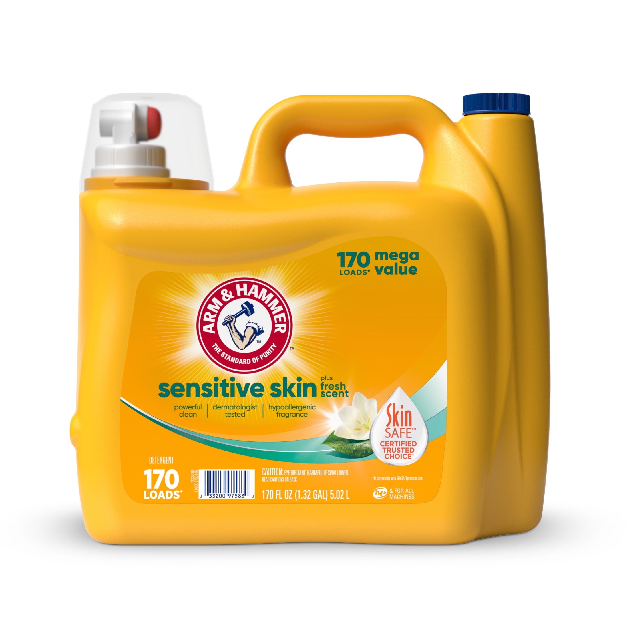ARM & HAMMER Sensitive Skin Plus Fresh Scent - 170 Loads Liquid Laundry Detergent, 170 fl oz