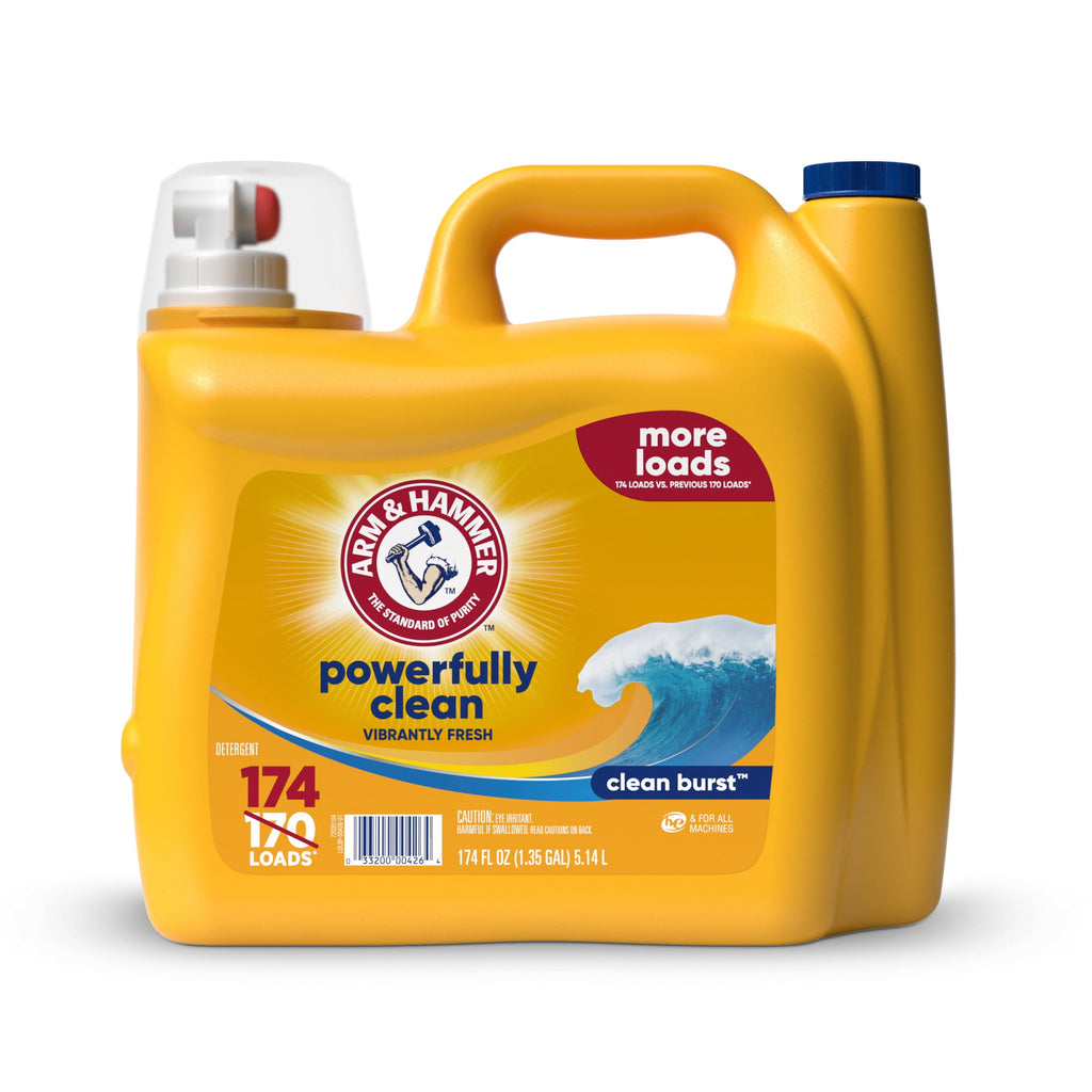 ARM & HAMMER Laundry Detergent Liquid - Clean Burst, 4 Extra Loads, 174 fl oz, 174 Loads