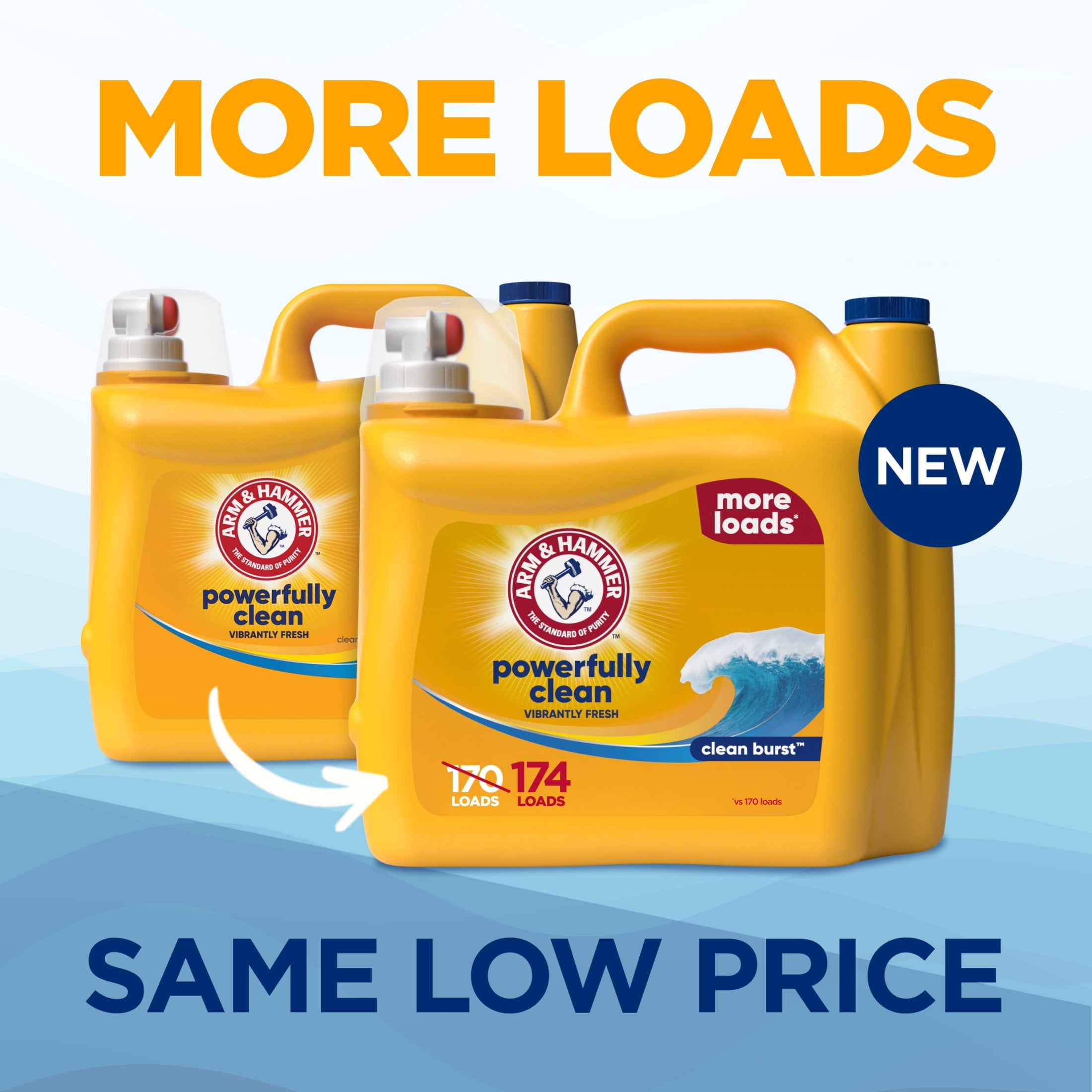 ARM & HAMMER Laundry Detergent Liquid - Clean Burst, 4 Extra Loads, 174 fl oz, 174 Loads