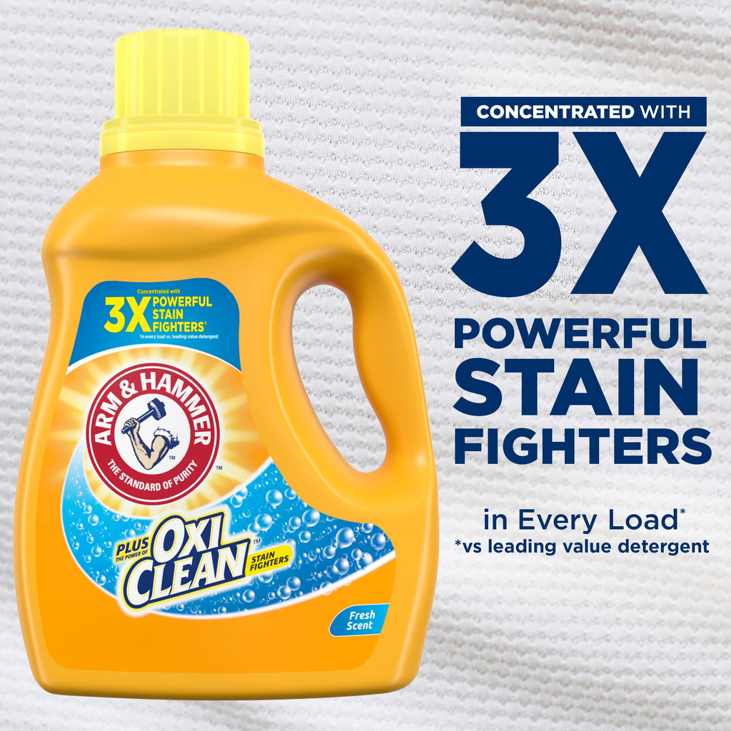 Arm & Hammer Plus OxiClean Fresh Scent - 35 Loads Liquid Laundry Detergent, 45.5 Fl oz