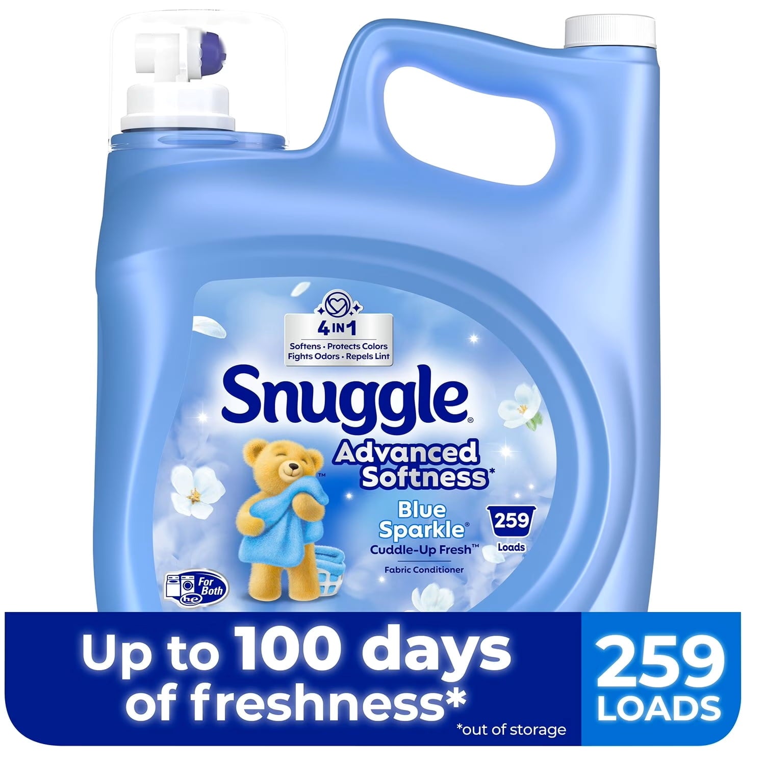 Snuggle Fabric Softener Value Bundle – Blue Sparkle Liquid 176 fl oz (259 Loads) & Dryer Sheets 40 Count – Free Shipping