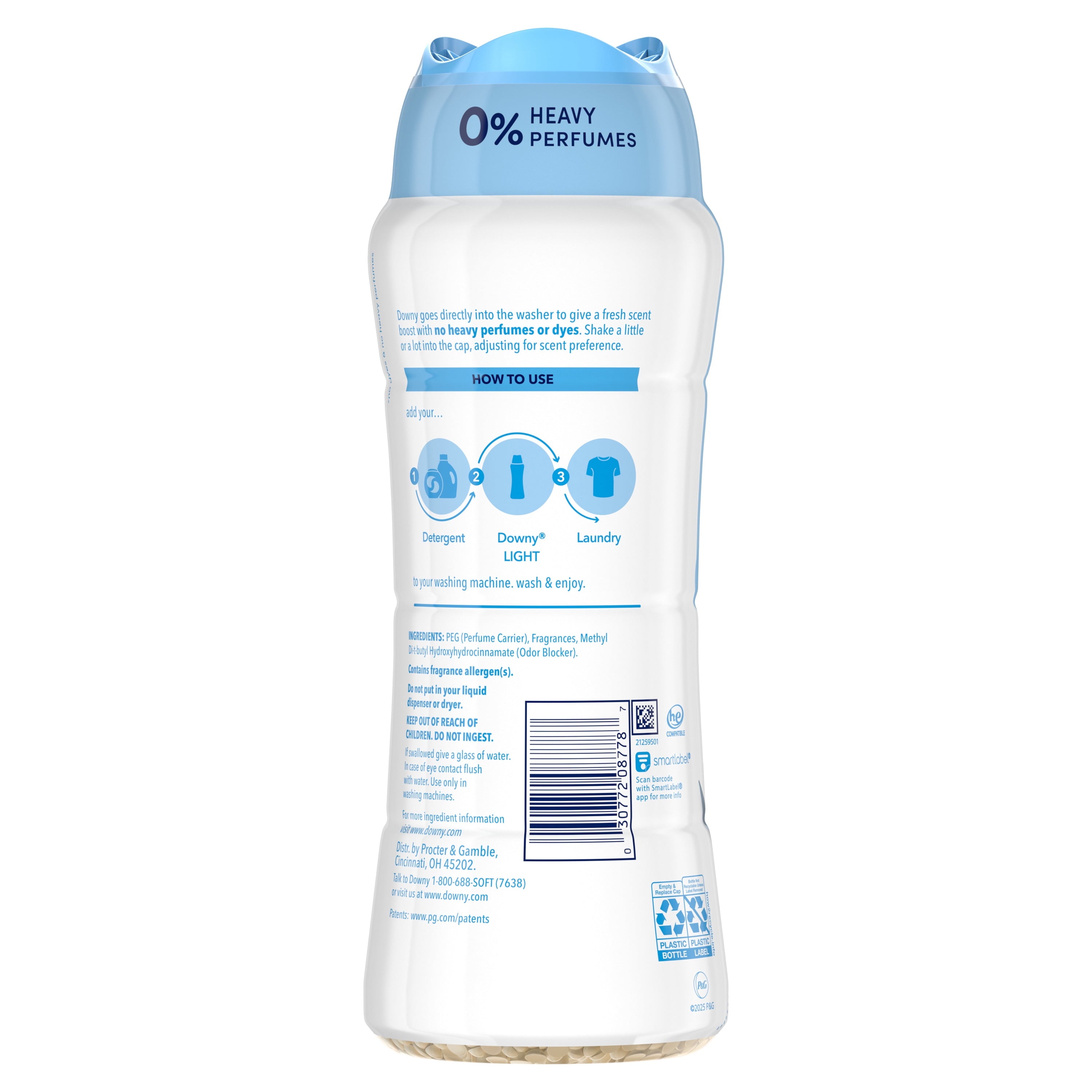 Downy Light In-Wash Scent Booster Laundry Beads - No Heavy Perfumes, Ocean Mist Scent, 18.2 oz