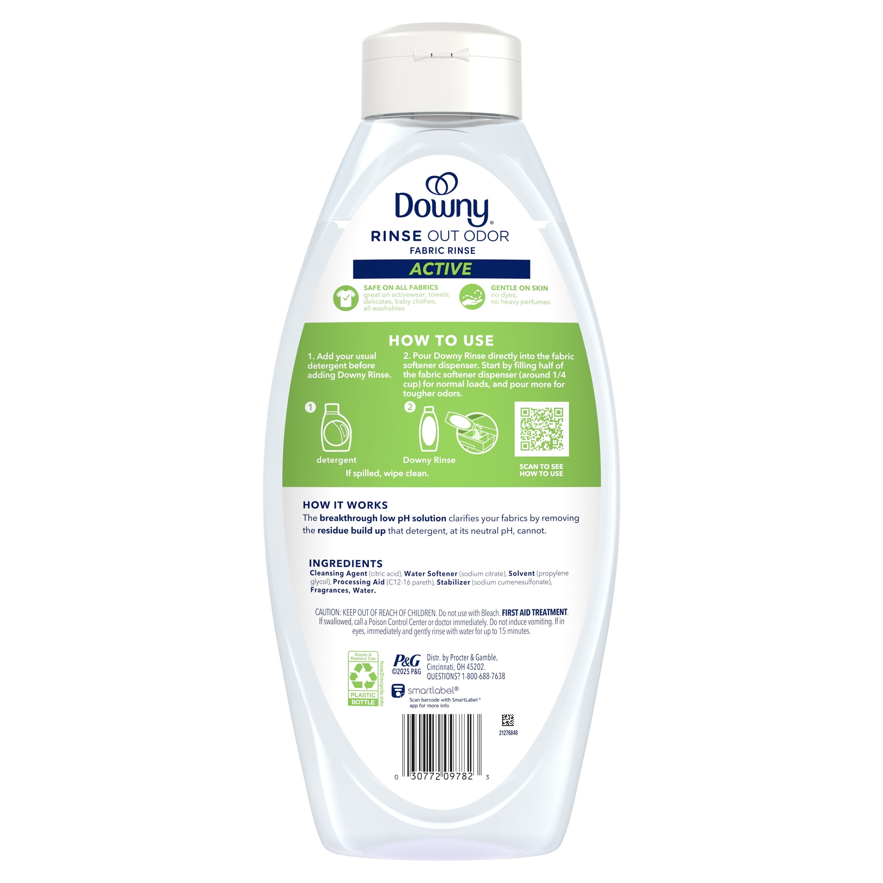 Downy Rinse Out Odor Laundry Rinse - Active Fresh Scent, 48 fl oz