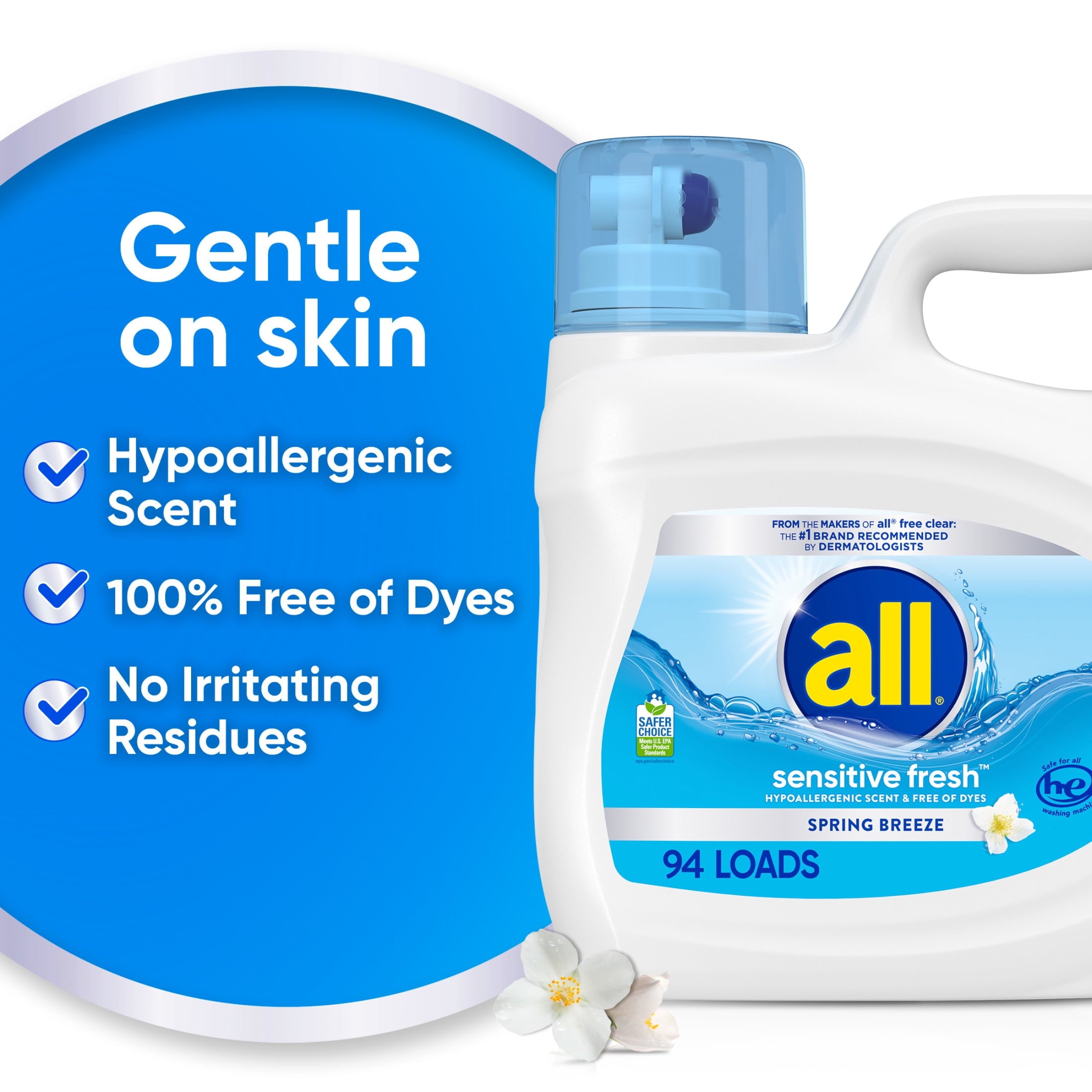 all sensitive fresh Spring Breeze Scented Liquid Laundry Detergent - 118 oz, 94 Loads