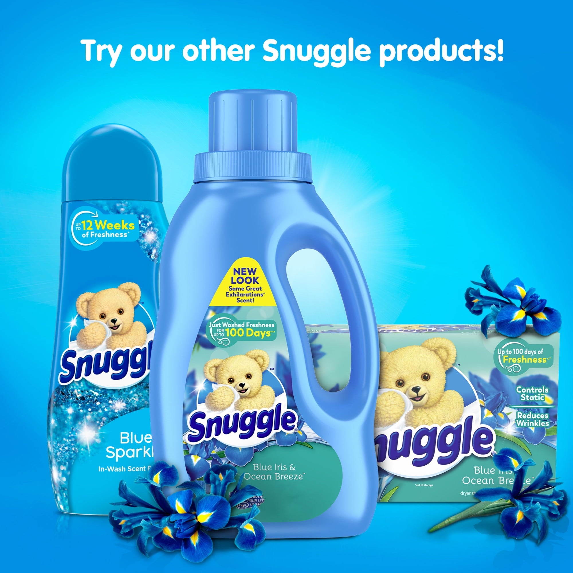 Snuggle Exhilarations Liquid Fabric Softener - Blue Iris & Ocean Breeze, 96 Ounce, 112 Loads