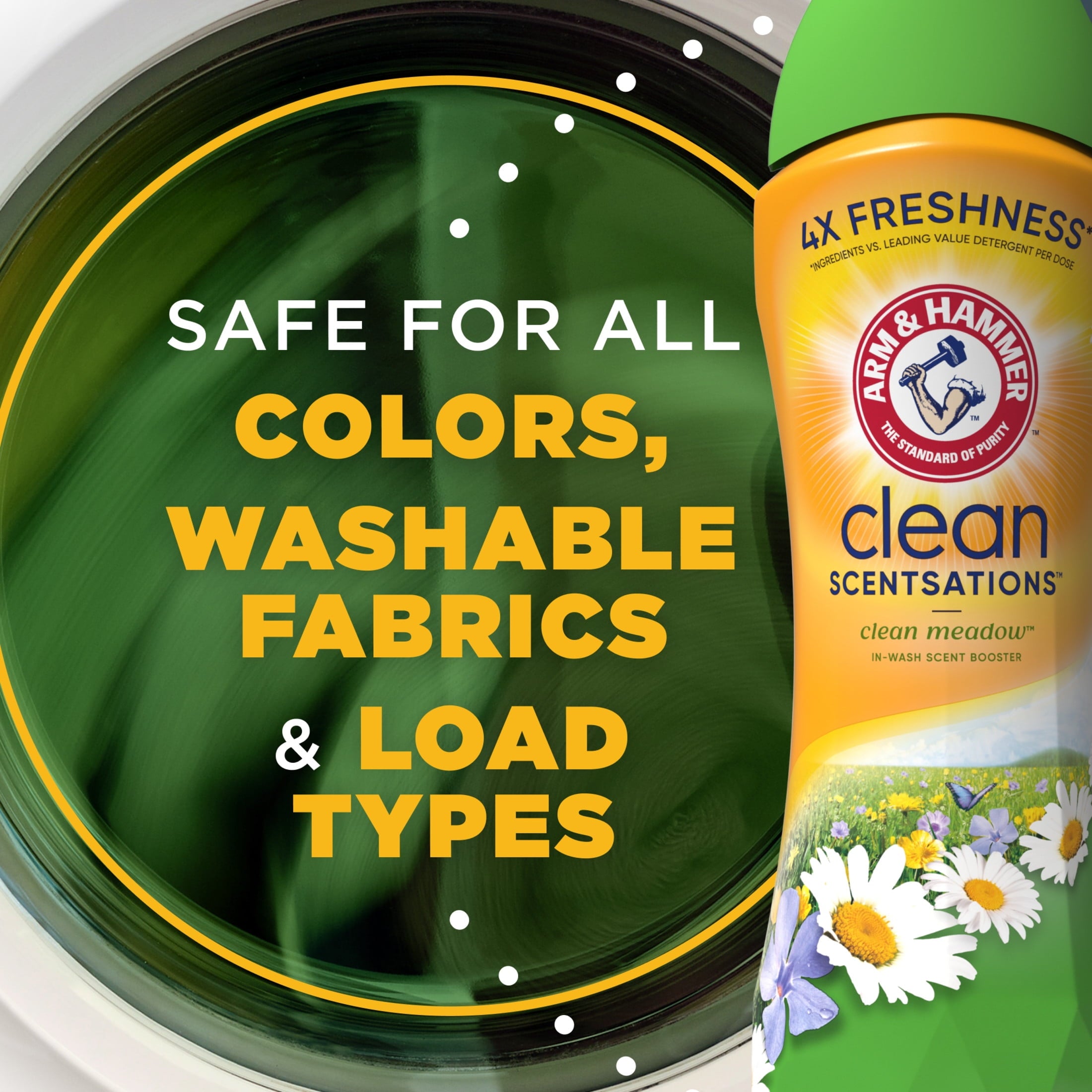 ARM & HAMMER Clean Scentsations Scent Booster - Laundry Beads Alternative, Clean Meadow scent, 24 Oz - 4-Pack