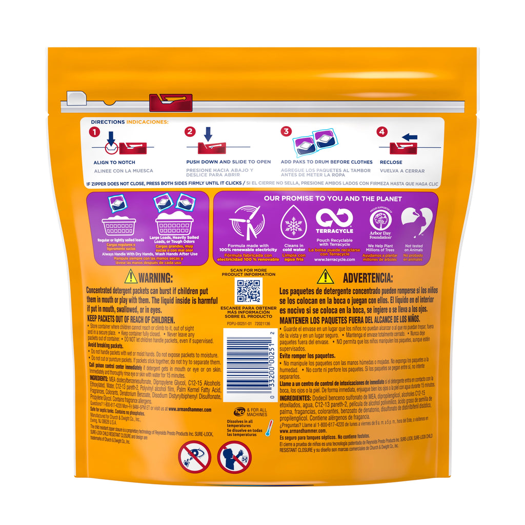 Arm and Hammer Plus OxiClean with Odor Blasters LAUNDRY DETERGENT 5-IN-1 Power Paks - 14 Count