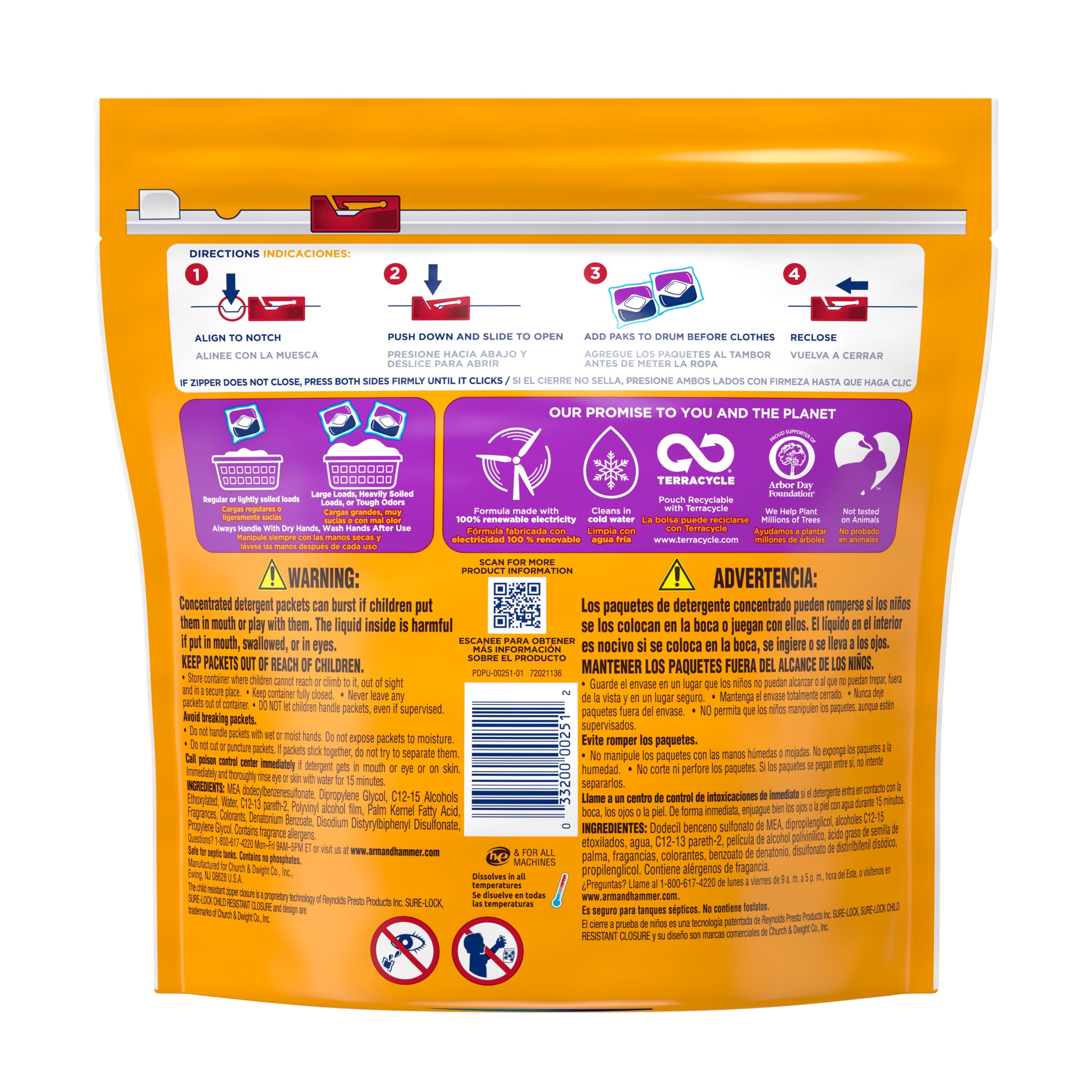 Arm and Hammer Plus OxiClean with Odor Blasters LAUNDRY DETERGENT 5-IN-1 Power Paks - 14 Count