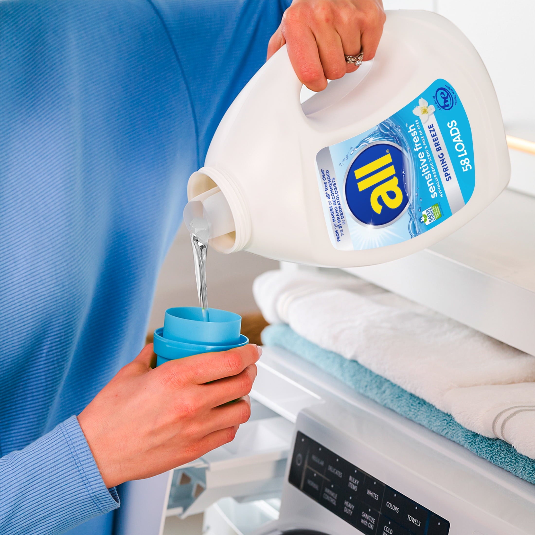 all Sensitive Fresh Liquid Laundry Detergent - Spring Breeze, 73 oz, 58 Loads