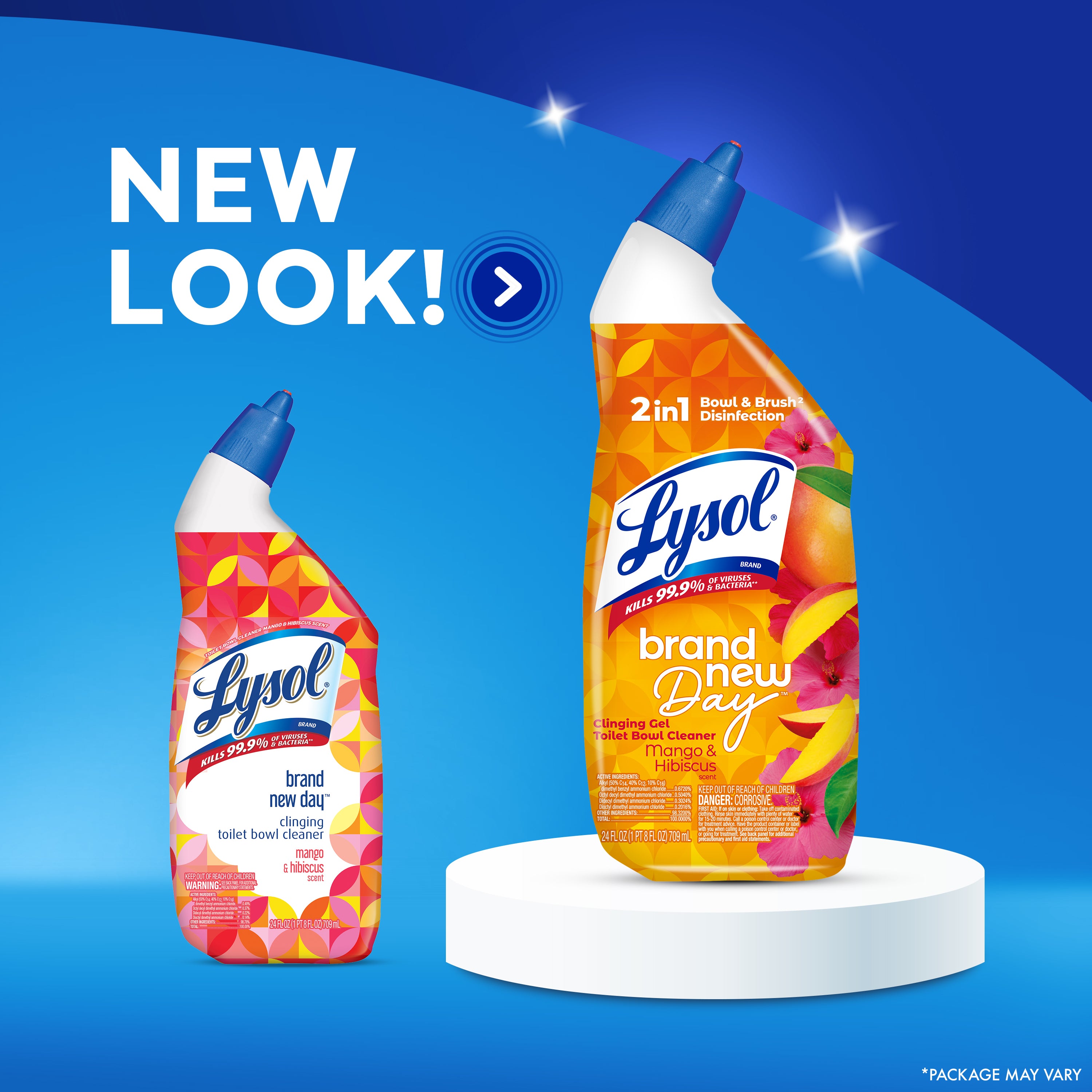 Lysol Toilet Bowl Cleaner Clinging Gel - Disinfecting Bathroom Cleaner and Toilet Bowl Stain Remover, Mango & Hibiscus Scent, 24 fl oz