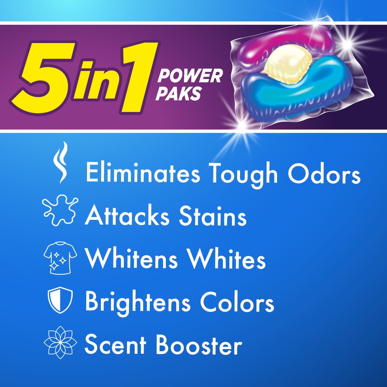 Arm and Hammer Plus OxiClean with Odor Blasters LAUNDRY DETERGENT 5-IN-1 Power Paks - 14 Count
