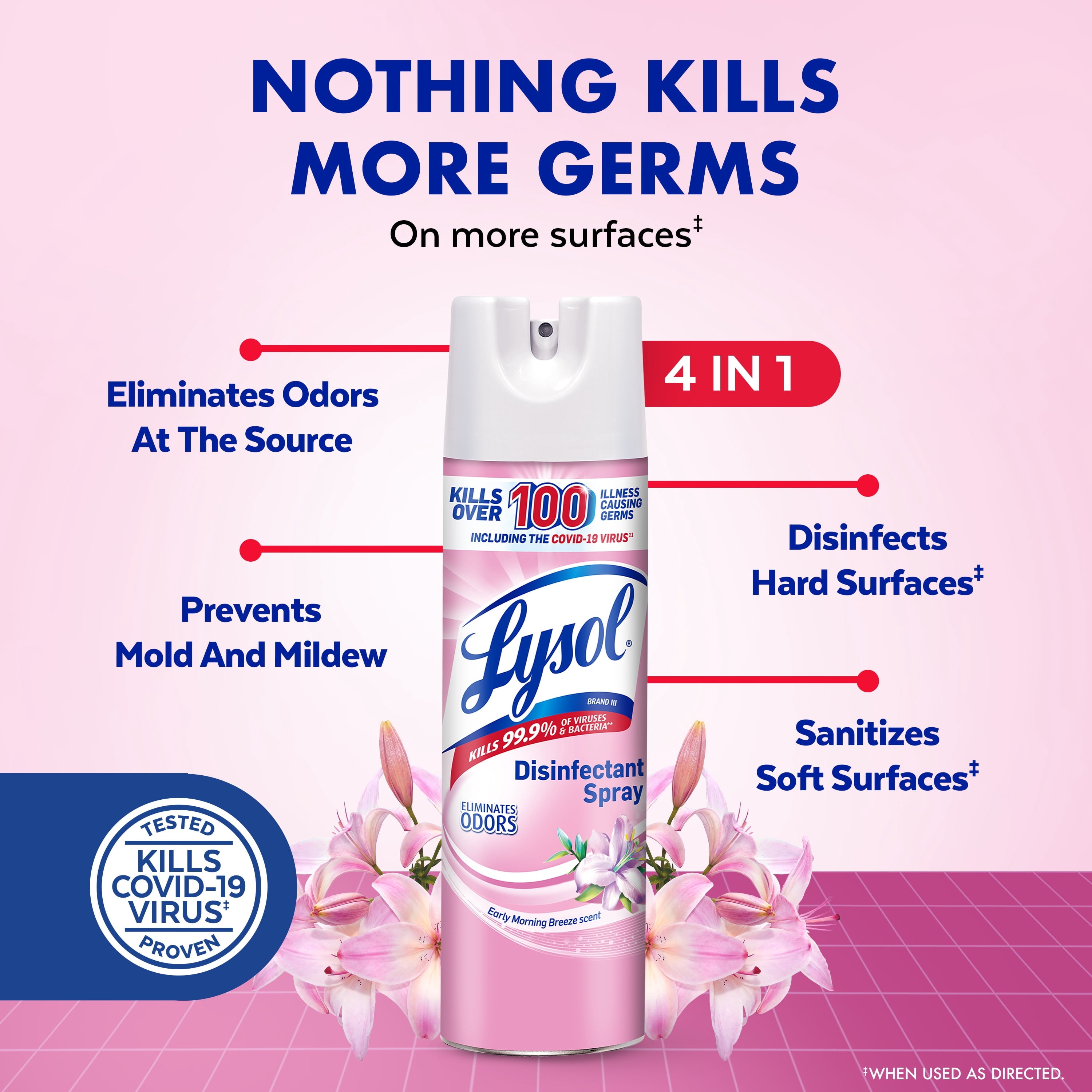 Lysol Disinfectant Spray - Sanitizing and Antibacterial Spray, Deodorizer, Early Morning Breeze, 19 oz (Pack of 2) - 4-Pack