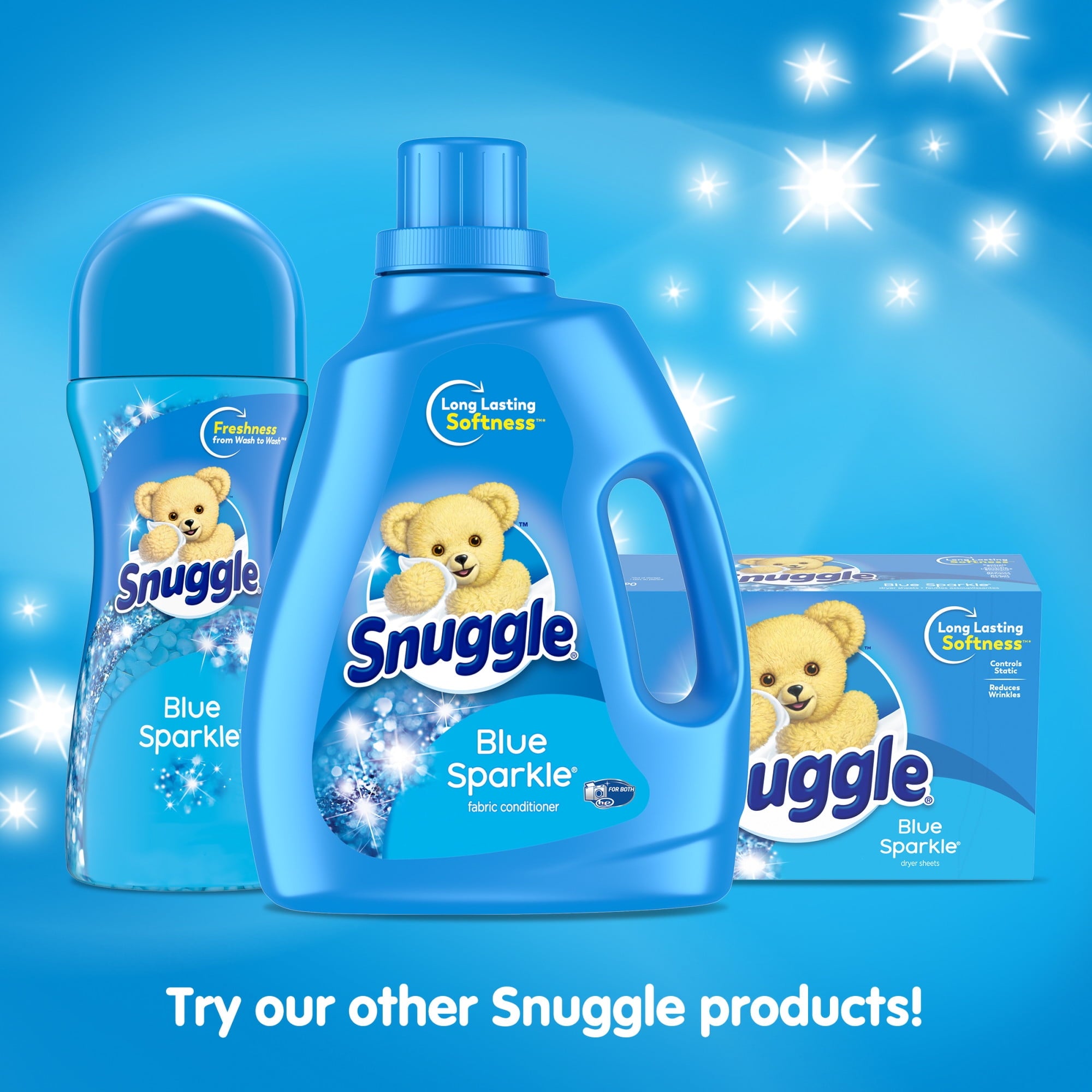 Snuggle Fabric Softener Dryer Sheets Blue Sparkle 80 Count - 2-Pack