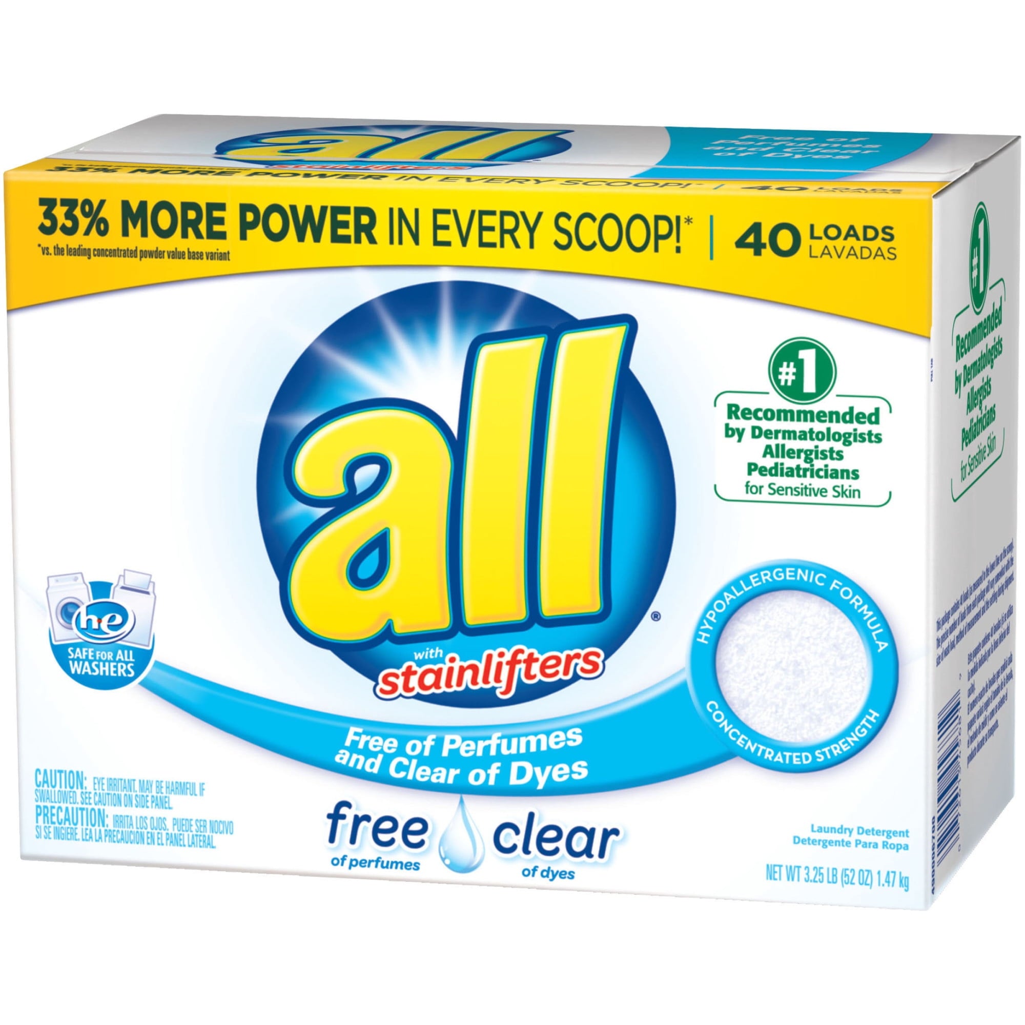 all Powder Laundry Detergent - Free Clear for Sensitive Skin, 52 Ounces, 40 Loads
