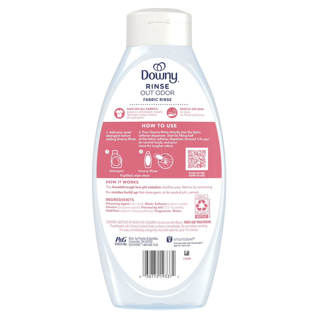 Downy Rinse Out Odor Laundry Rinse - Tackles Tough Odors and Refreshes, Spring Breeze Scent, 36.7 fl oz