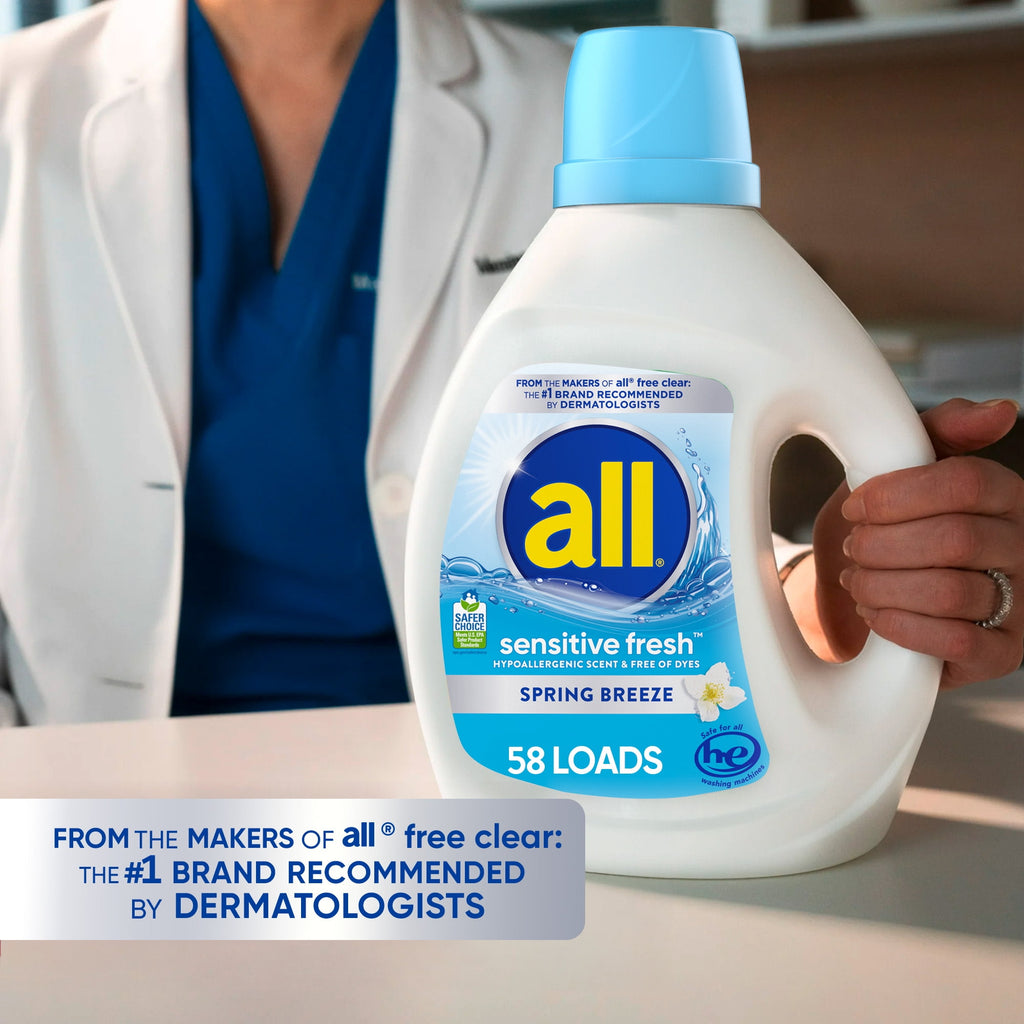 all Sensitive Fresh Liquid Laundry Detergent - Spring Breeze, 73 oz, 58 Loads