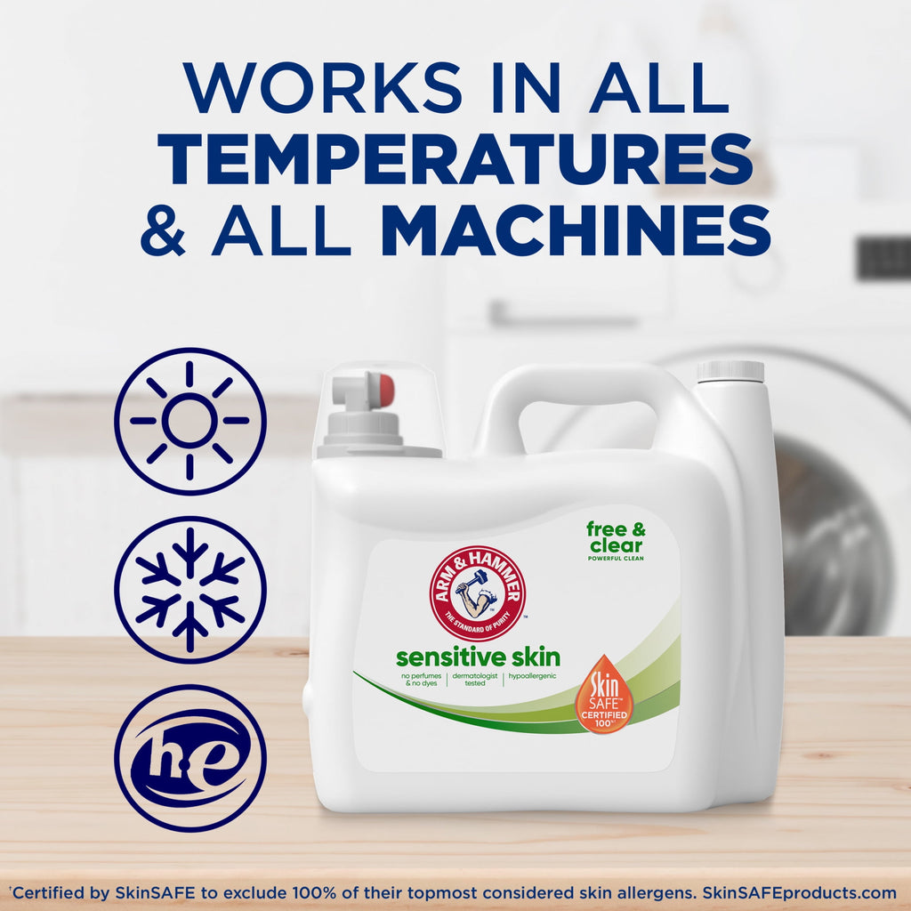ARM & HAMMER Sensitive Skin Free & Clear Liquid Laundry Detergent Soap - 170 fl oz, 170 Loads