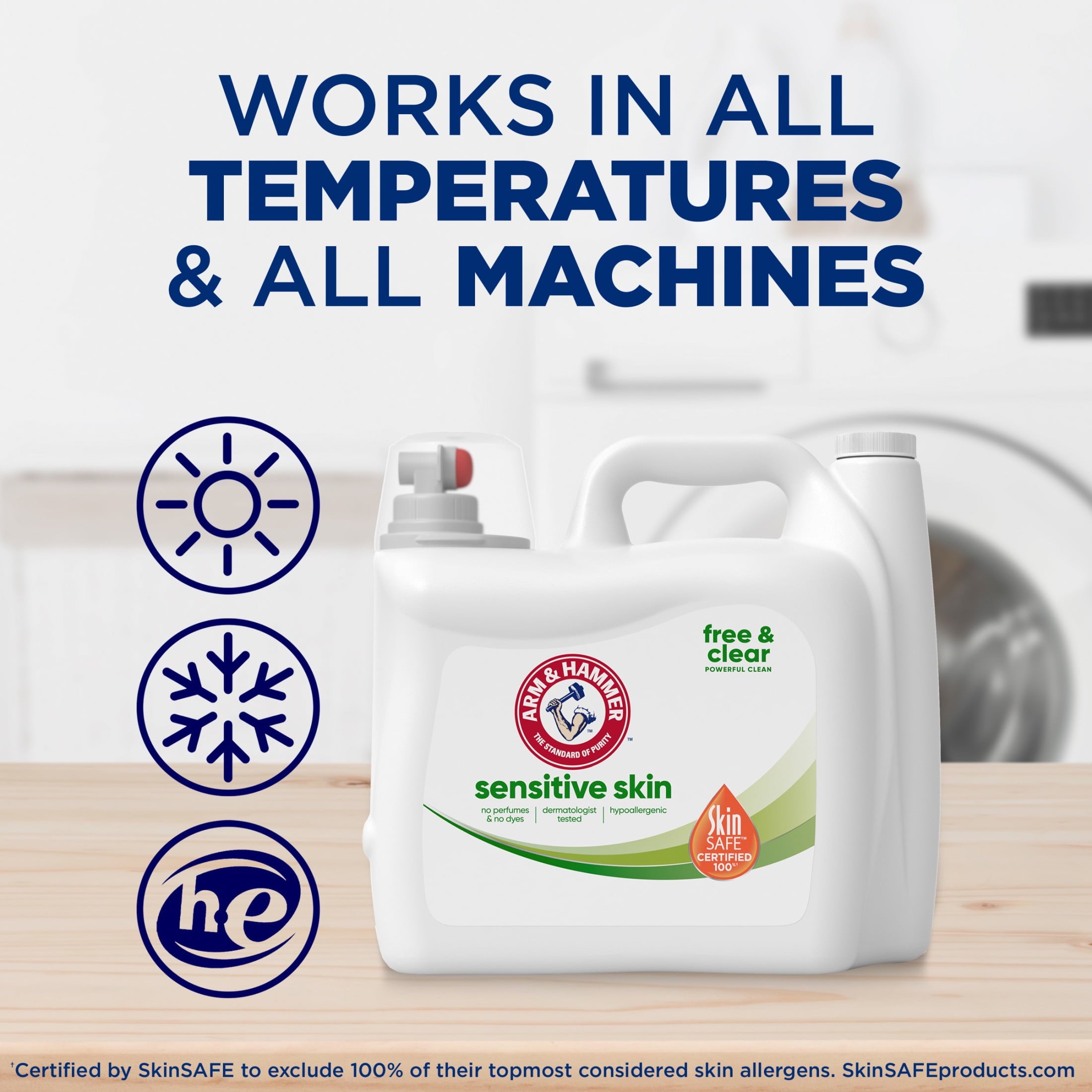 ARM & HAMMER Sensitive Skin Free & Clear Liquid Laundry Detergent Soap - 170 fl oz, 170 Loads