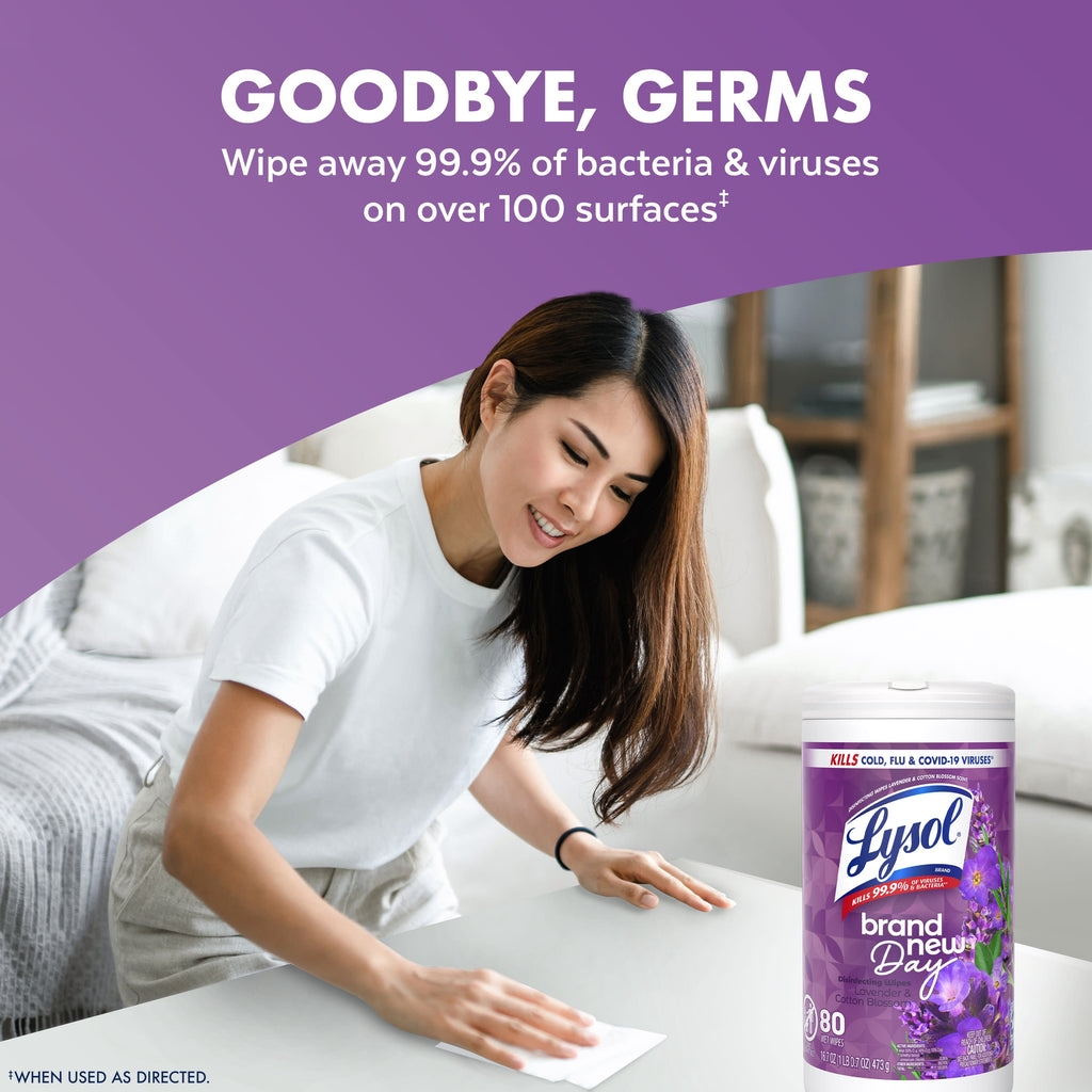 Lysol Disinfecting Wipes - All-Purpose Cleaner, Multi Surface Antibacterial Cleaning Wipes, Cleaning Supplies, Lavender + Mango Scents, 80 Count Each (Pack of 2)