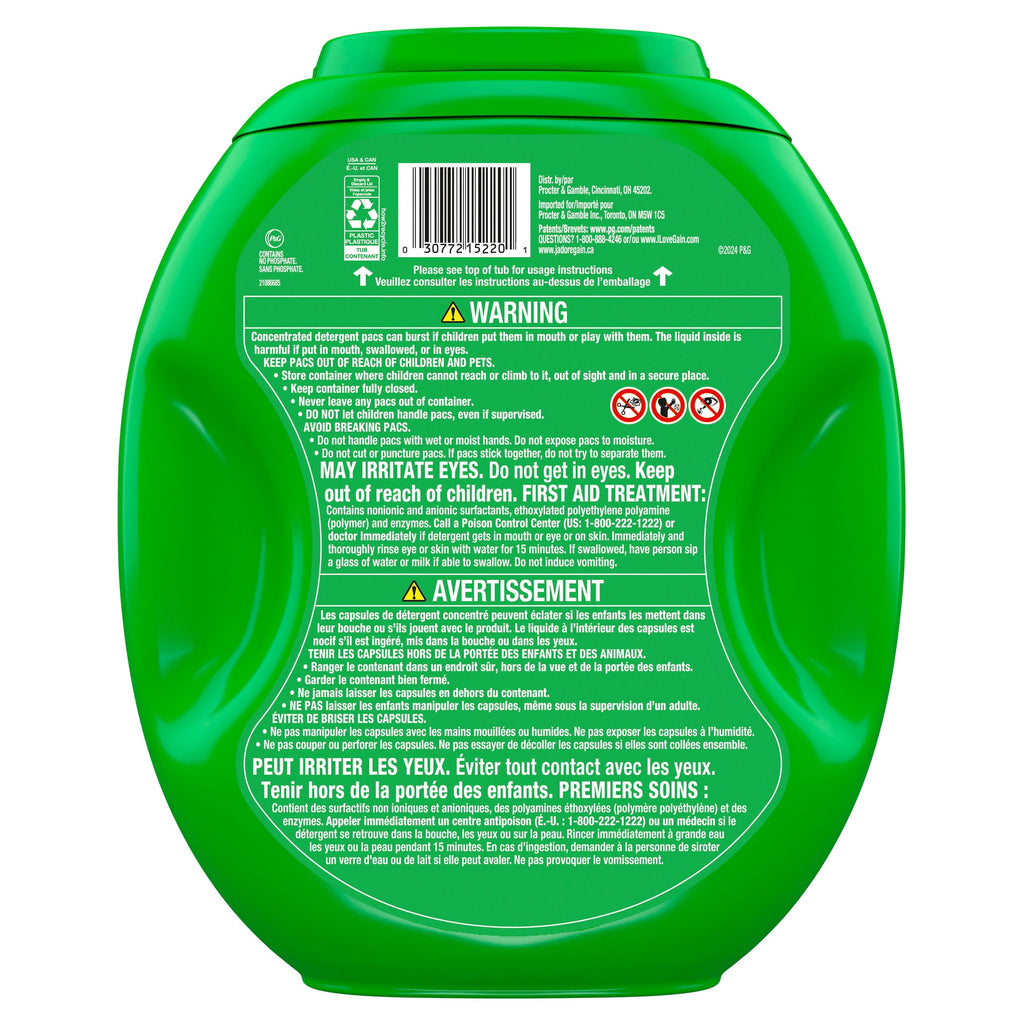 Gain Flings Laundry Detergent Soap Pacs - 4-in-1 Oxi Boost and Febreze, Original Scent, 102 Count