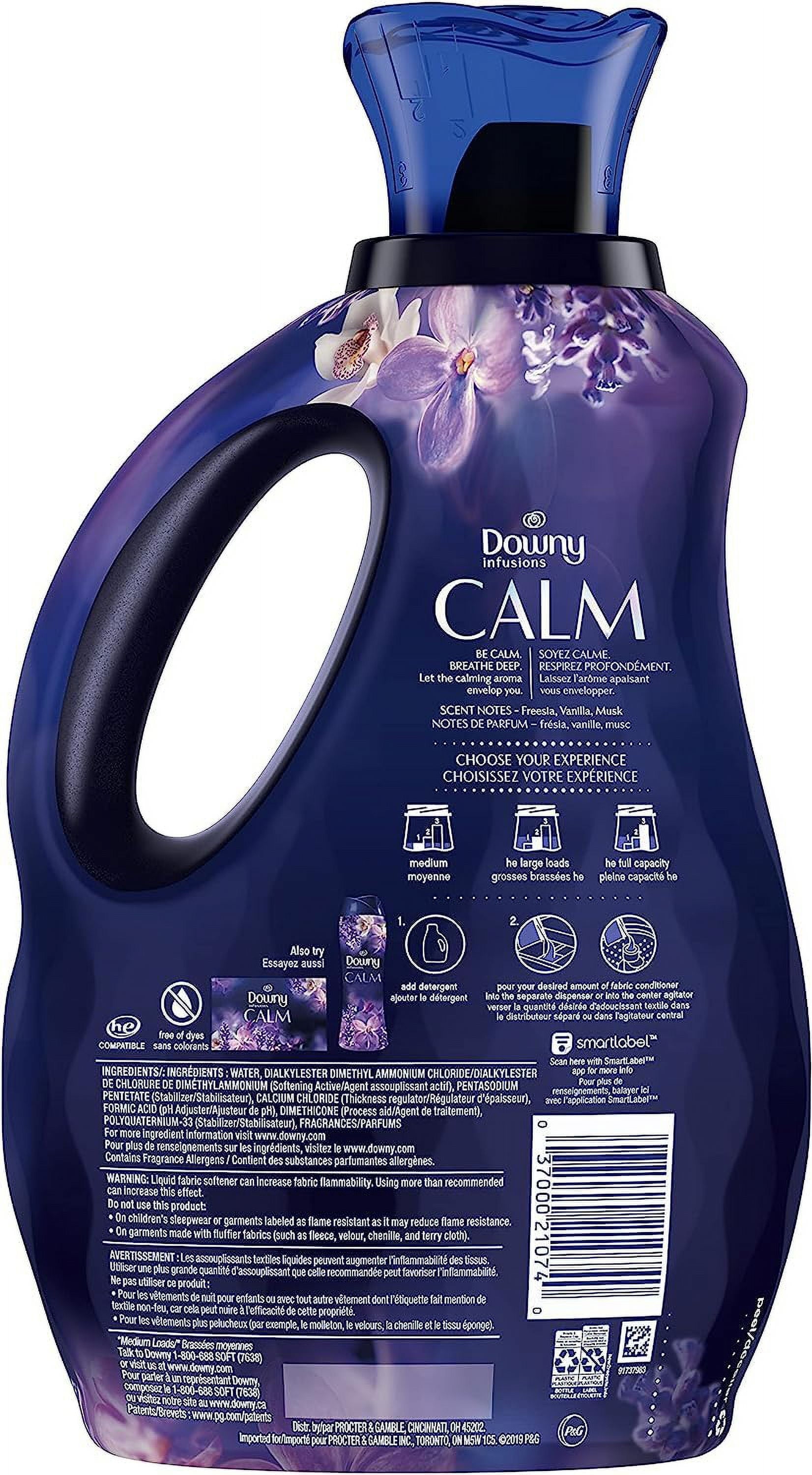 Downy Infusions Liquid Fabric Softener - Calm, Lavender & Vanilla Bean, 56 fl oz