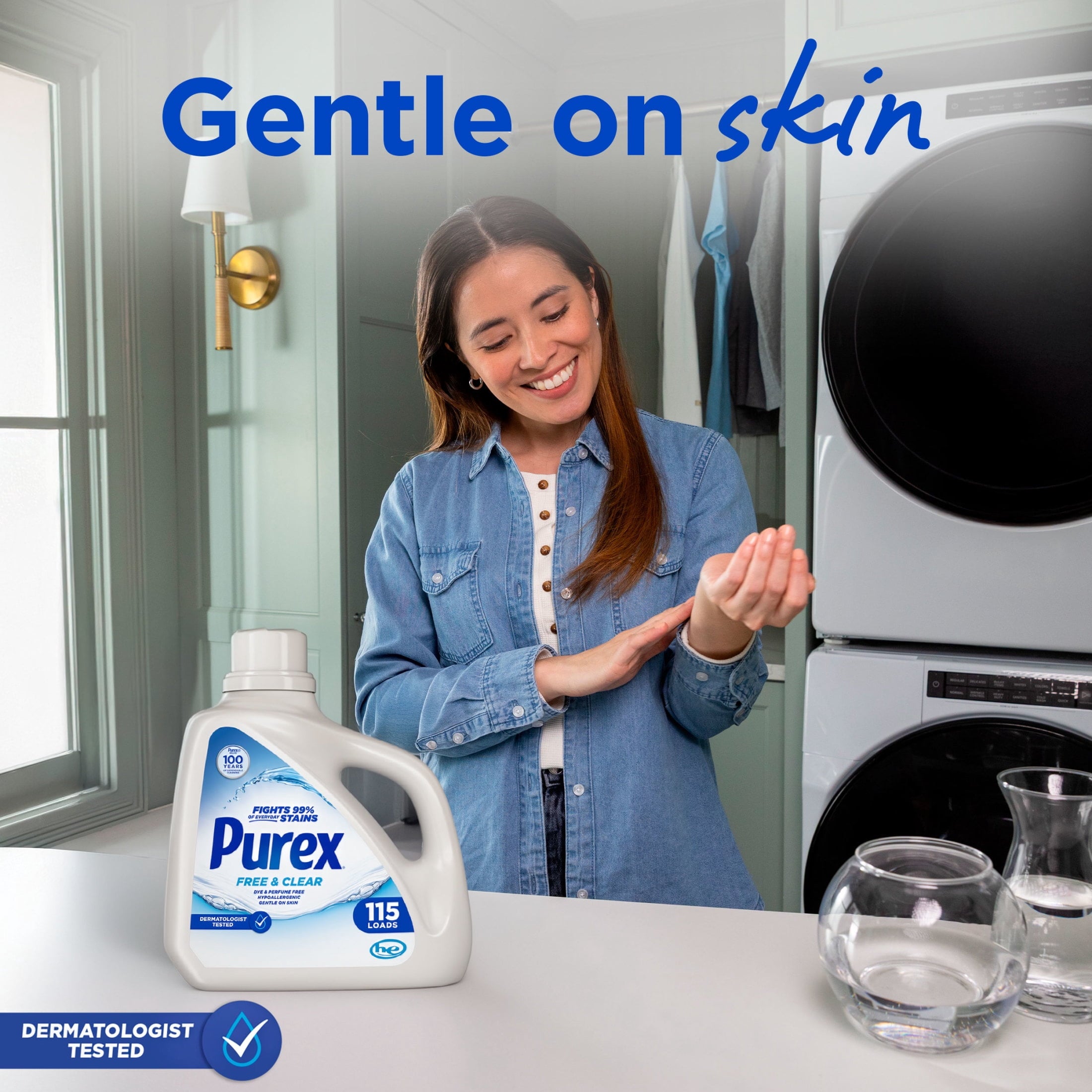 Purex Free & Clear Liquid Detergent - Sensitive Skin, 150 fl oz, 115 loads