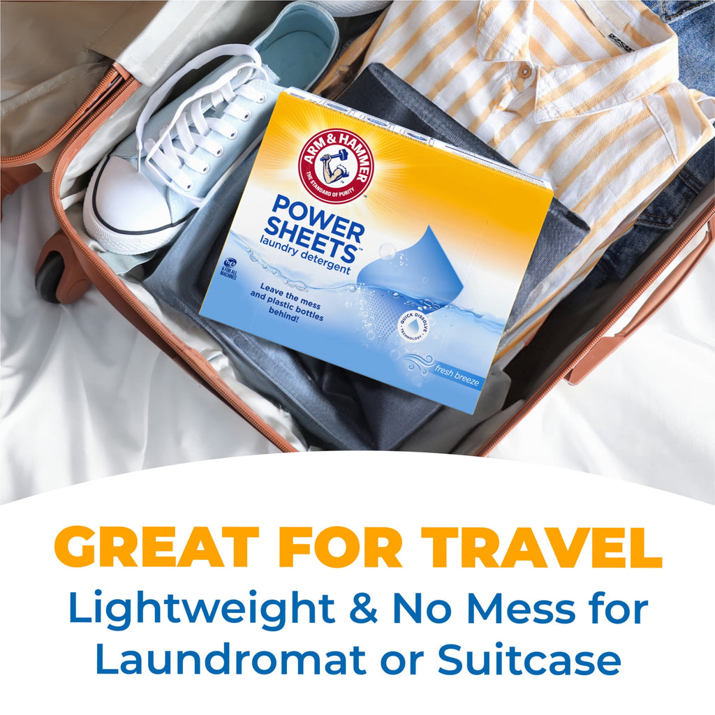 ARM & HAMMER Power Sheets Laundry Detergent - Fresh Breeze 60 Count, up to 120 small loads - 3-Pack