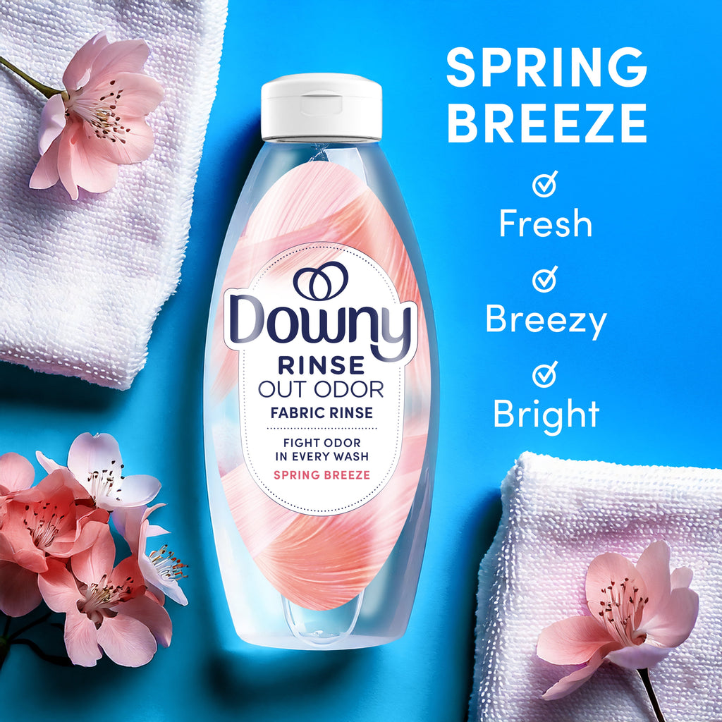 Downy Rinse Out Odor Laundry Rinse - Tackles Tough Odors and Refreshes, Spring Breeze Scent, 36.7 fl oz