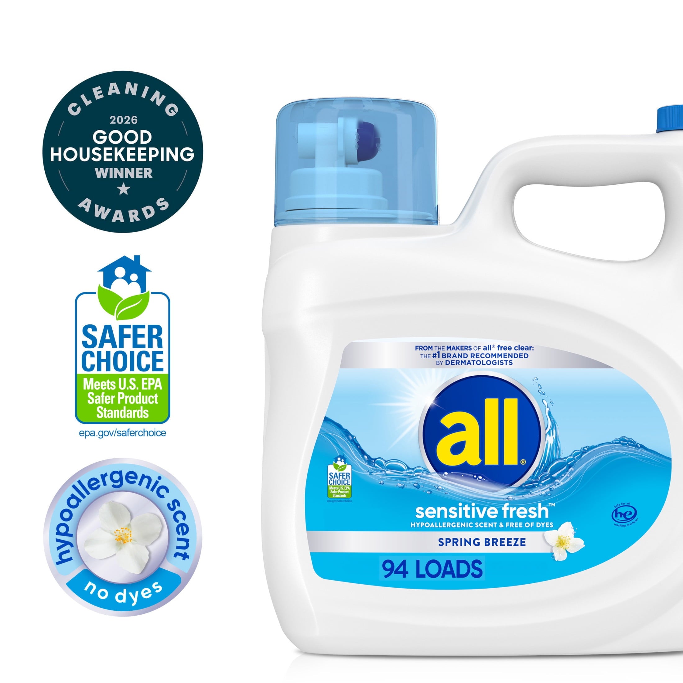 all sensitive fresh Spring Breeze Scented Liquid Laundry Detergent - 118 oz, 94 Loads